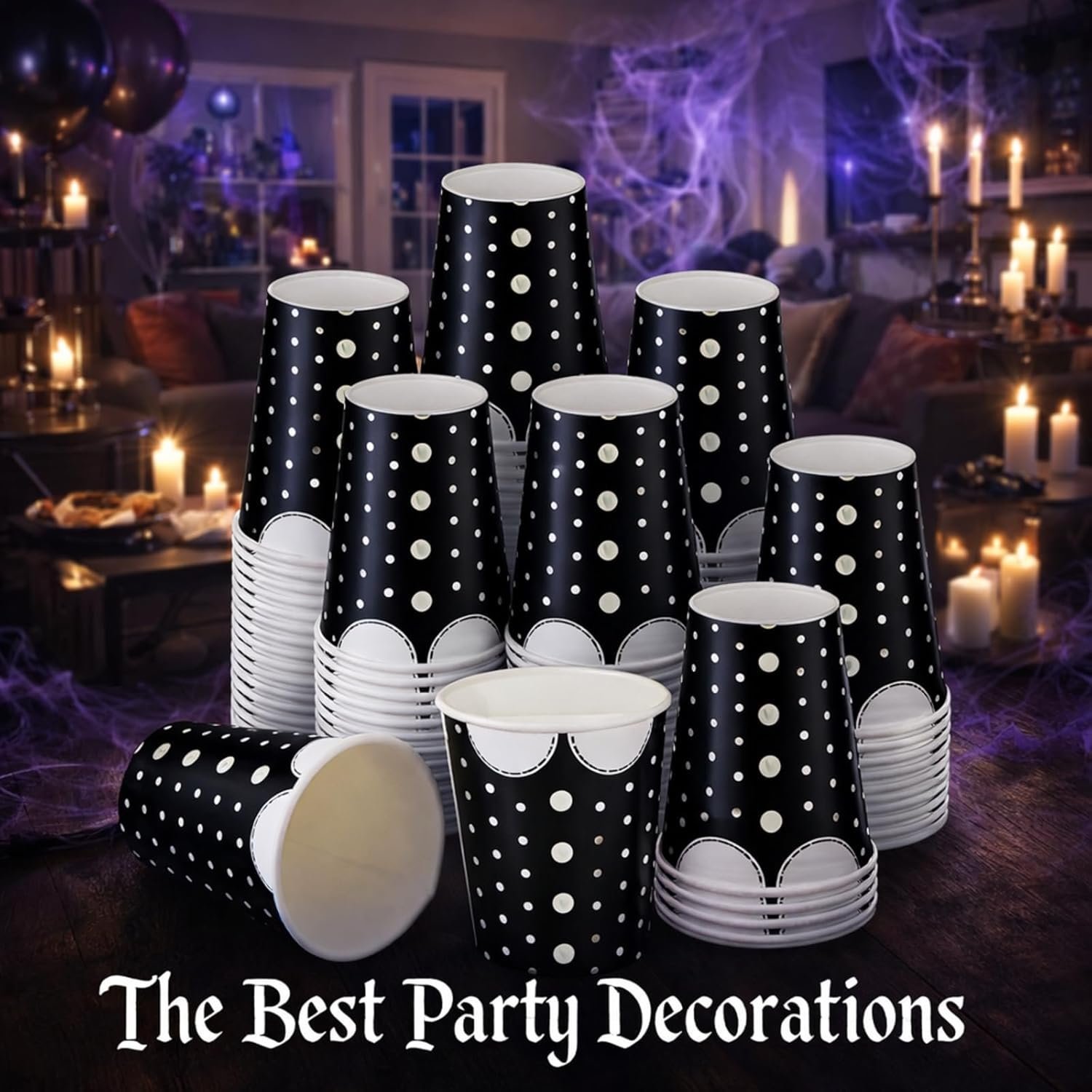 Grossiste gobelets en papier gothiques de 9 oz pour fête d'anniversaire et Halloween, Logo Personnalisé pour des décorations de thématique gothique, Vente en Gros de 150 pièces.