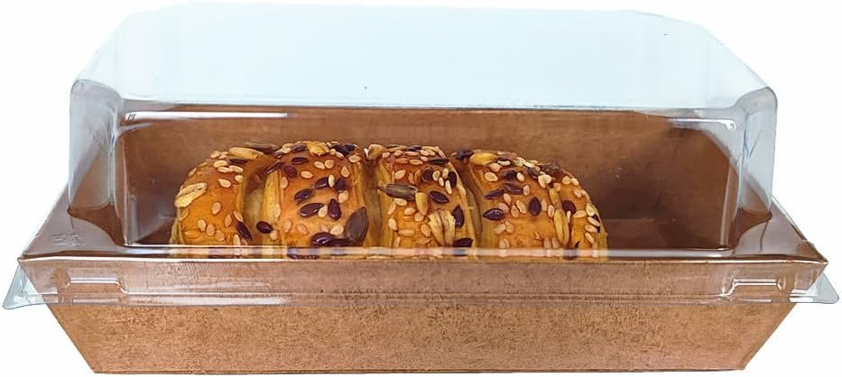 Boîtes à emporter en kraft rectangulaires avec couvercles transparents, 36 pièces, parfaites pour gâteaux, pâtisseries, et sandwiches, grossiste, fabricant de boîtes de pâtisserie à l'huile, logo personnalisé.