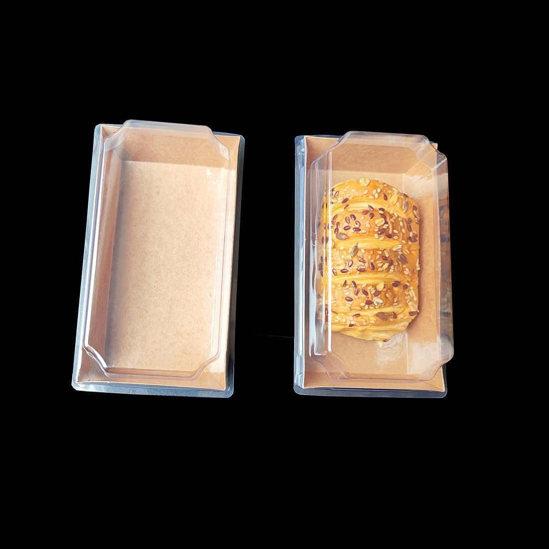 Boîtes à emporter en kraft rectangulaires avec couvercles transparents, 36 pièces, parfaites pour gâteaux, pâtisseries, et sandwiches, grossiste, fabricant de boîtes de pâtisserie à l'huile, logo personnalisé.