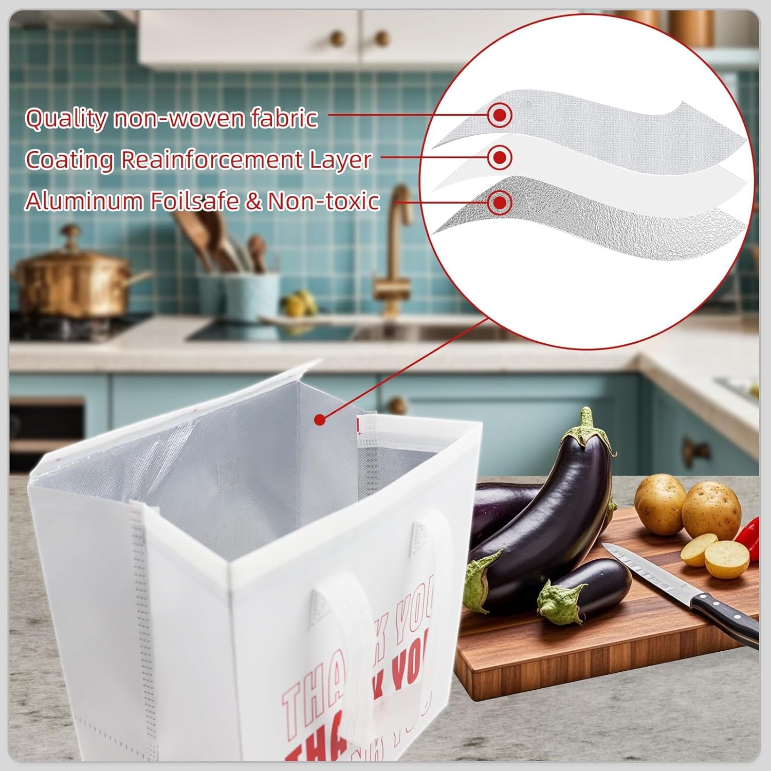 Sacs de livraison en vrac de 110 pièces avec isolation thermique 9,4 x 9,4 x 5,9 pouces, idéal pour le café, le thé, les aliments chauds et froids, grossiste, fabriqué par un fournisseur avec logo personnalisé.