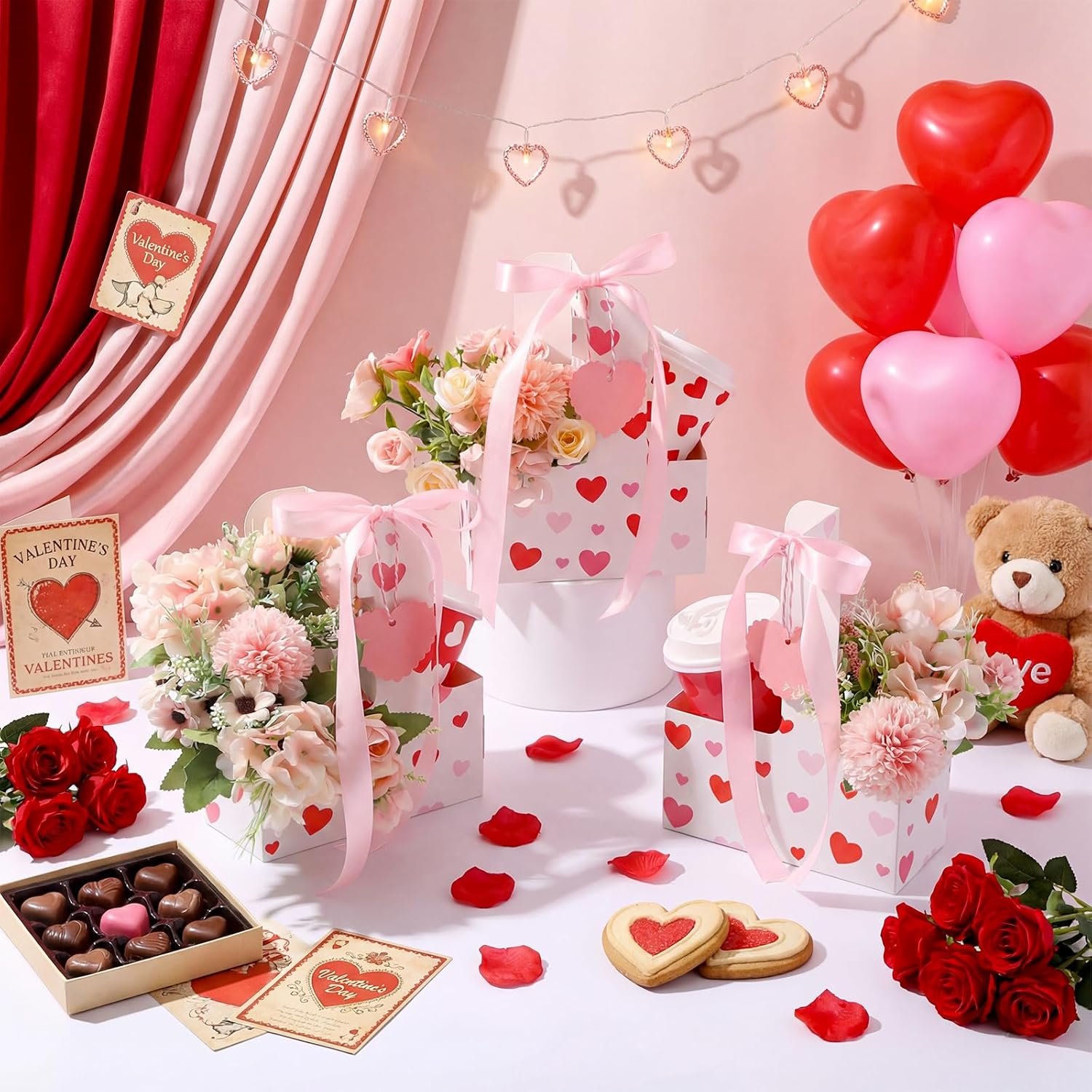 Grossiste 24 Pack Porte-Drink pour 2 Tasses avec Poignée en Forme de Cœur, Ruban Rose, OEM de Porte-Gobelets Jetables, Pratiques pour Cafés et Boissons Chaudes ou Froides, Logo Personnalisé