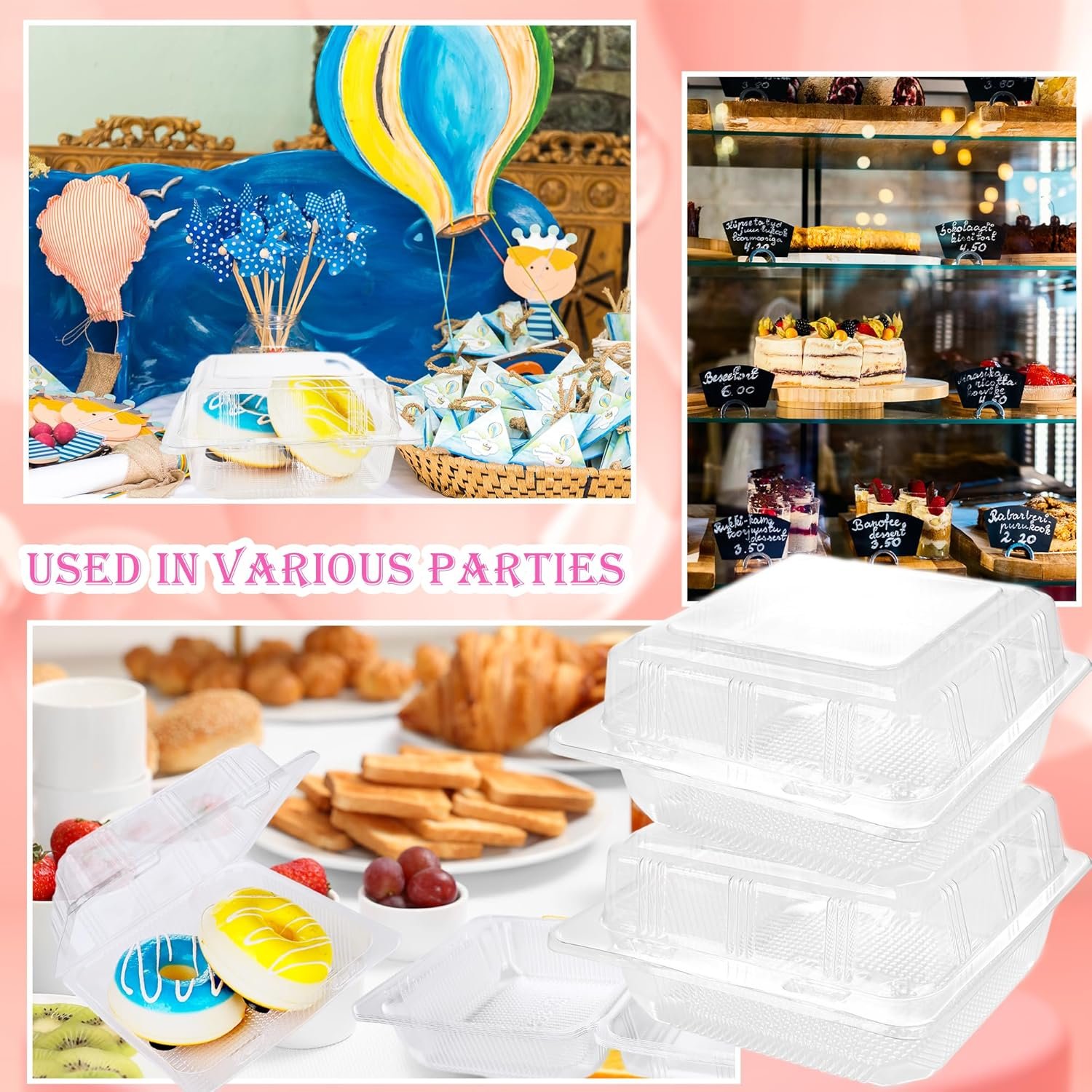 Grossiste Conteneur Alimentaire Transparent 200 Pcs 5.35 x 4.72 x 2.76 Inch avec Couvercles Clairs, Fournisseur de Solutions Jetables pour Snacks au Cinéma et Picnics, Logo Personnalisé Disponible