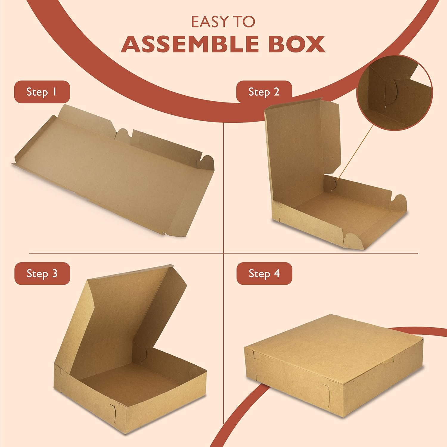 Grossiste en Vrac : Boîtes Carrées en Kraft de 25 Pack 10x10x2.5 pour Pâtisseries, Chocolats et Desserts | OEM Box pour Cookies, Cheesecakes et Fraises en Chocolat | Fournisseur de Carton pour Friandises