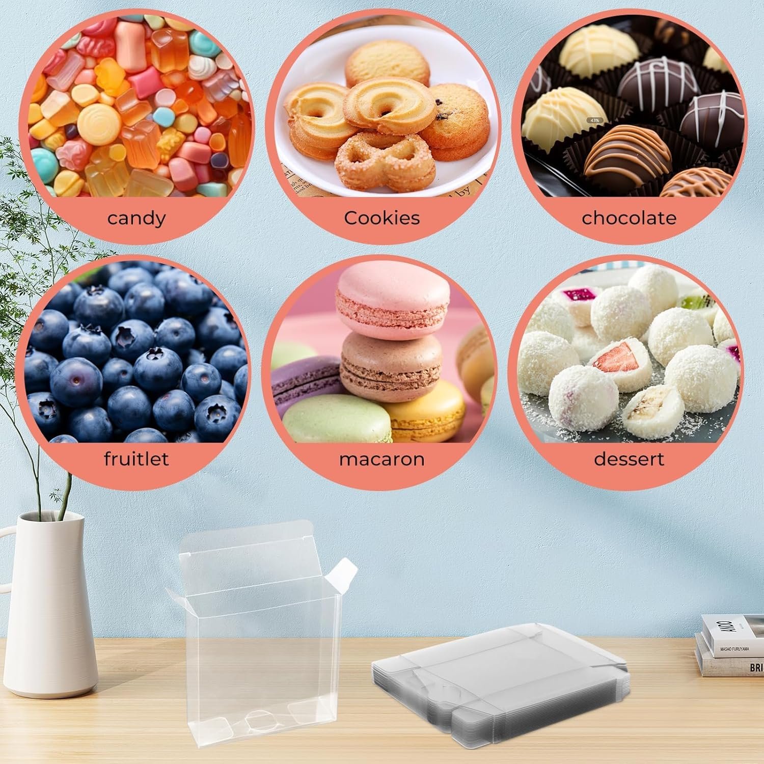 Pack de 30 Boîtes en Plastique Transparentes avec Fenêtre, 4x4x1,2 pouces, Vente en Gros pour Cookies, Chocolats, Macarons et Bonbons, Logo Personnalisé, Fabricant, Idéales pour Mariages, Fêtes de Noël et Cadeaux Festifs. Pack de 30 Boîtes en Plastique Transparentes avec Fenêtre, 4x4x1,2 pouces, Vente en Gros pour Cookies, Chocolats, Macarons et Bonbons, Logo Personnalisé, Fabricant, Idéales pour Mariages, Fêtes de Noël et Cadeaux Festifs.