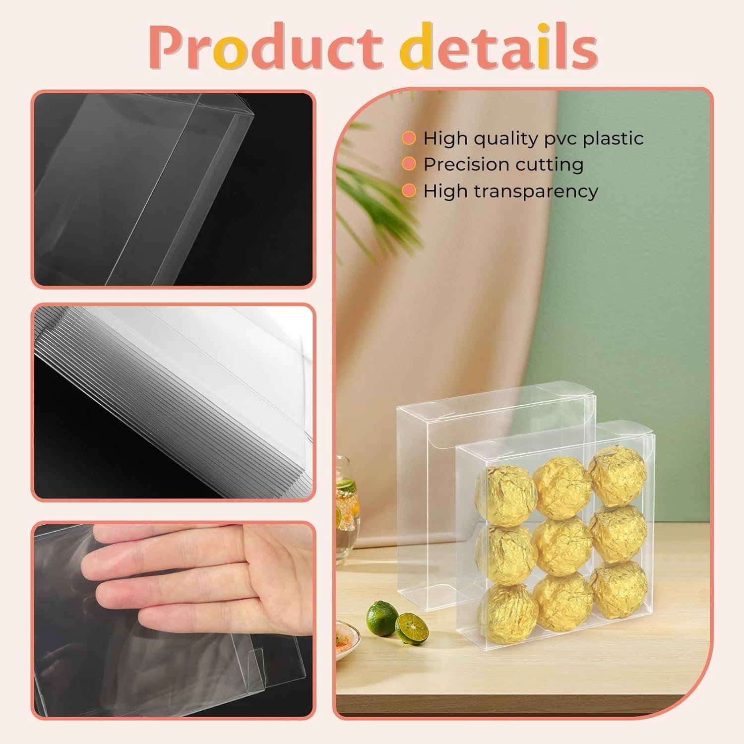 Pack de 30 Boîtes en Plastique Transparentes avec Fenêtre, 4x4x1,2 pouces, Vente en Gros pour Cookies, Chocolats, Macarons et Bonbons, Logo Personnalisé, Fabricant, Idéales pour Mariages, Fêtes de Noël et Cadeaux Festifs. Pack de 30 Boîtes en Plastique Transparentes avec Fenêtre, 4x4x1,2 pouces, Vente en Gros pour Cookies, Chocolats, Macarons et Bonbons, Logo Personnalisé, Fabricant, Idéales pour Mariages, Fêtes de Noël et Cadeaux Festifs.