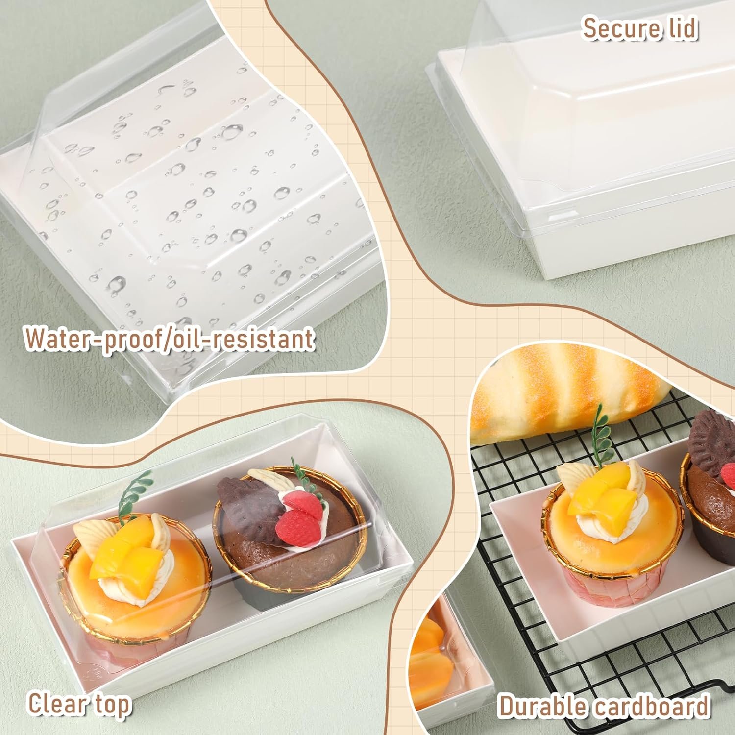 Grossiste en Vrac Boîtes à Charcuterie en Papier 100 Pack avec Couvercles Transparants, Contenants à Sandwichs Jetables, Solutions pour Pâtisseries de 2 Cupcakes, Muffins, Bombes de Cacao Chaud, Fraises, Boîte à Desserts à Emporter, OEM