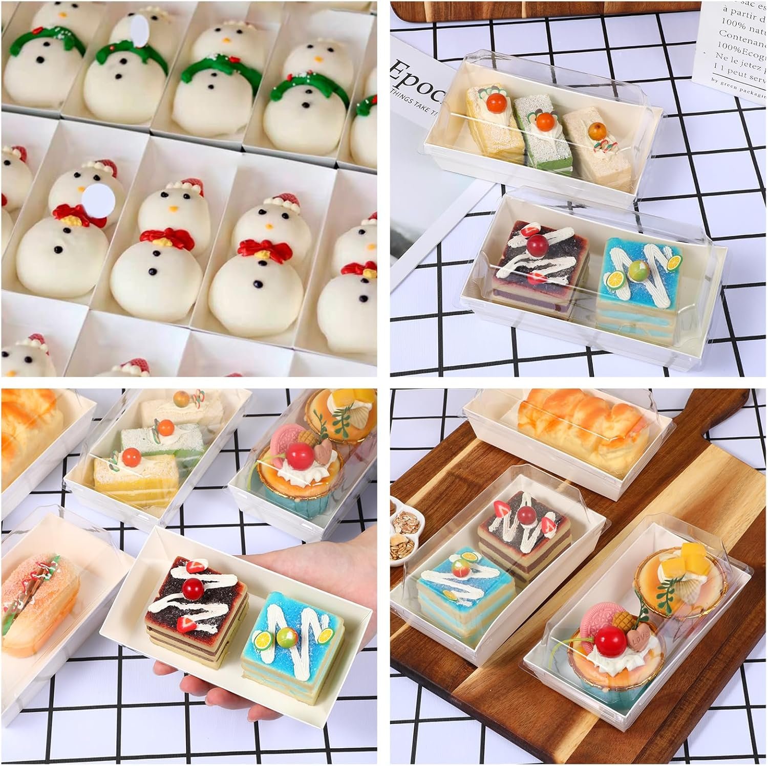 Grossiste en Vrac Boîtes à Charcuterie en Papier 100 Pack avec Couvercles Transparants, Contenants à Sandwichs Jetables, Solutions pour Pâtisseries de 2 Cupcakes, Muffins, Bombes de Cacao Chaud, Fraises, Boîte à Desserts à Emporter, OEM