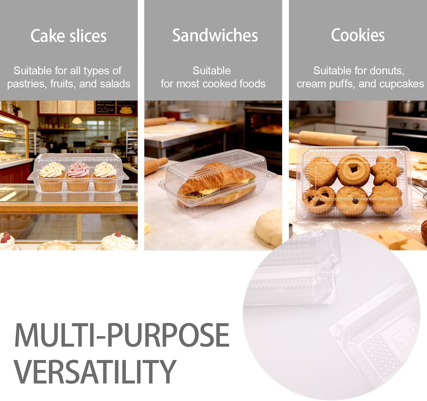 Grossiste contenant en plastique transparent à charnière 200PCS, 8,66x5,12x3,15 pouces, boîtes pour tranches de gâteau à emporter, OEM pour boulangerie et café, vente en gros. Grossiste contenant en plastique transparent à charnière 200PCS, 8,66x5,12x3,15 pouces, boîtes pour tranches de gâteau à emporter, OEM pour boulangerie et café, vente en gros.