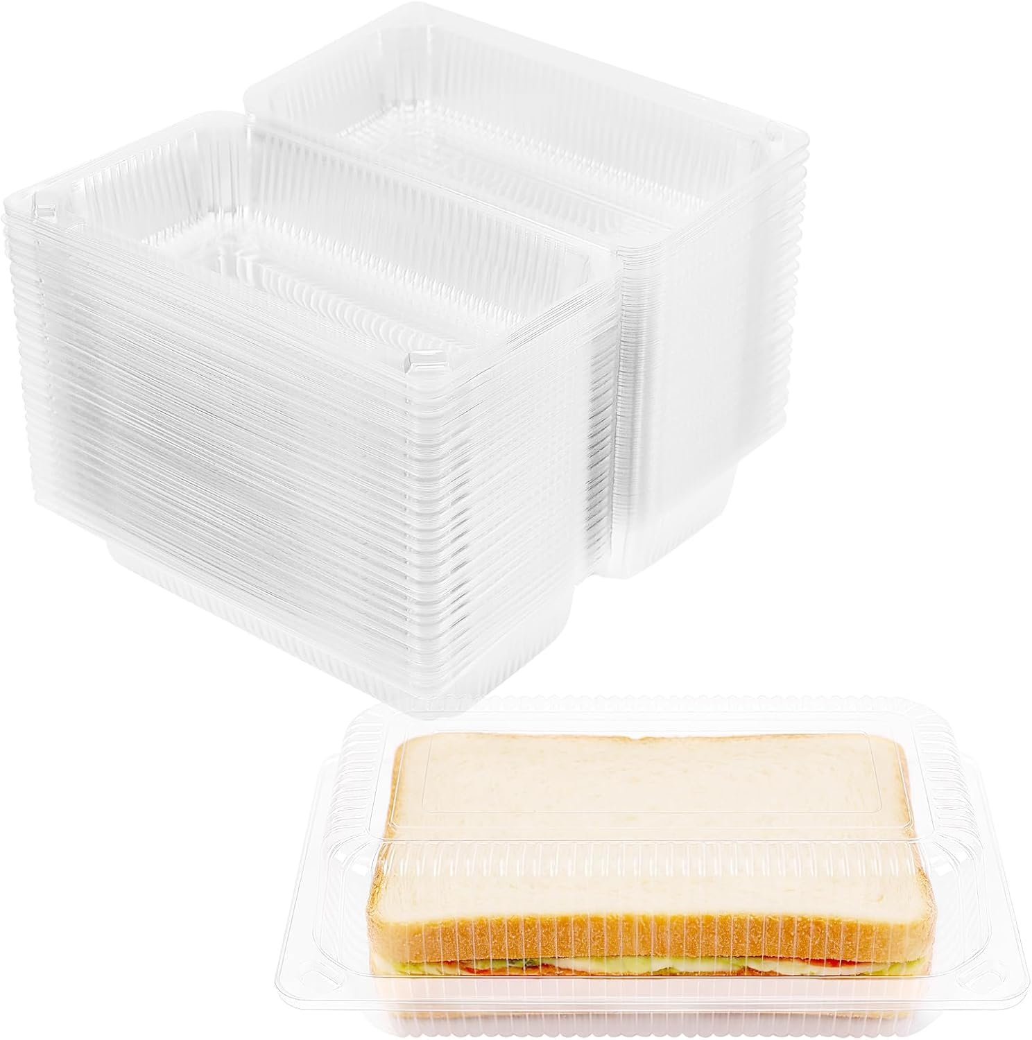 Grossiste contenant en plastique transparent à charnière 200PCS, 8,66x5,12x3,15 pouces, boîtes pour tranches de gâteau à emporter, OEM pour boulangerie et café, vente en gros.