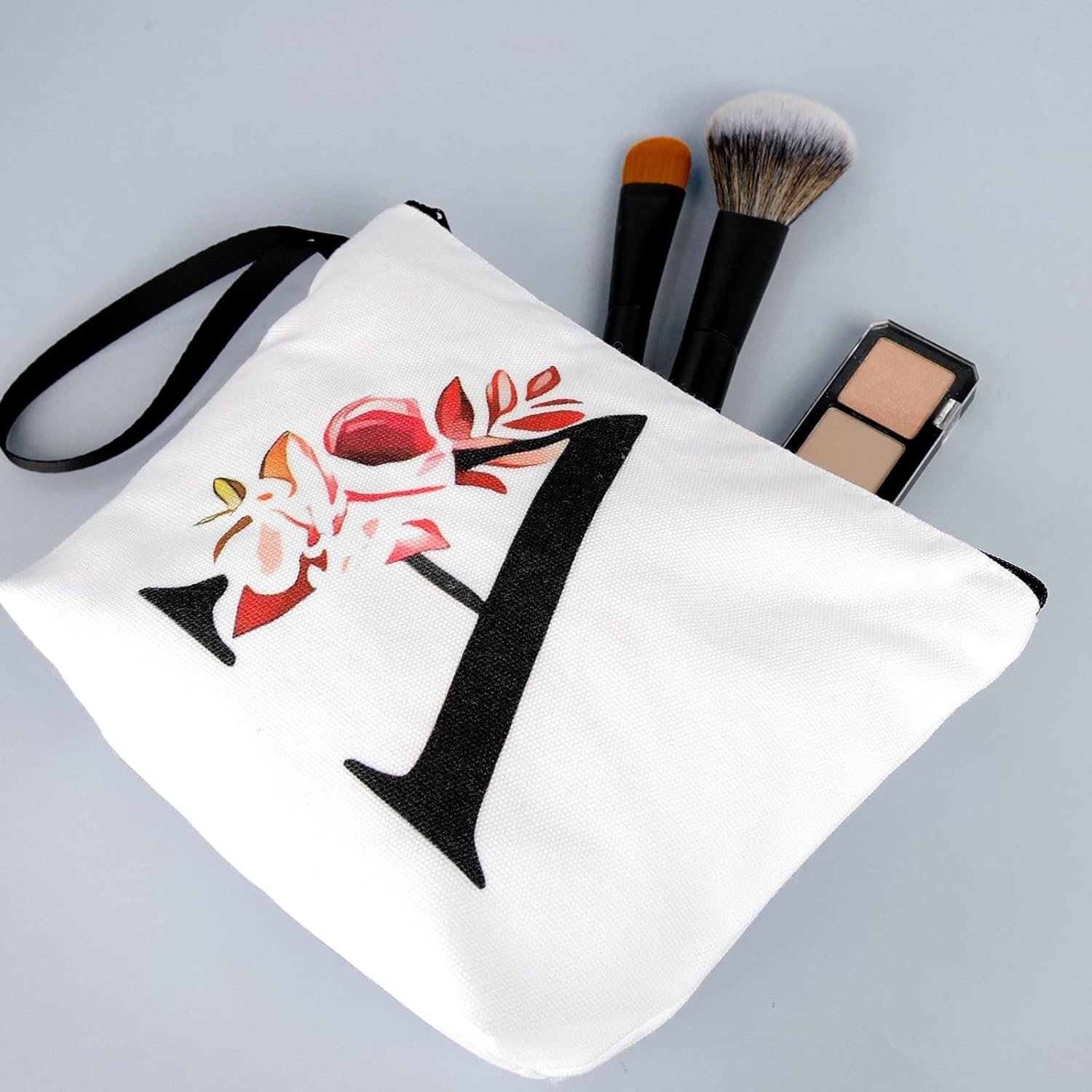 Grossiste de sacs cosmétiques personnalisés - Logo Personnalisé pour trousse de maquillage, petite taille idéale pour le voyage, cadeaux d'anniversaire pour femmes et demoiselles d'honneur, lettre A, Fabricant de sacs en toile.