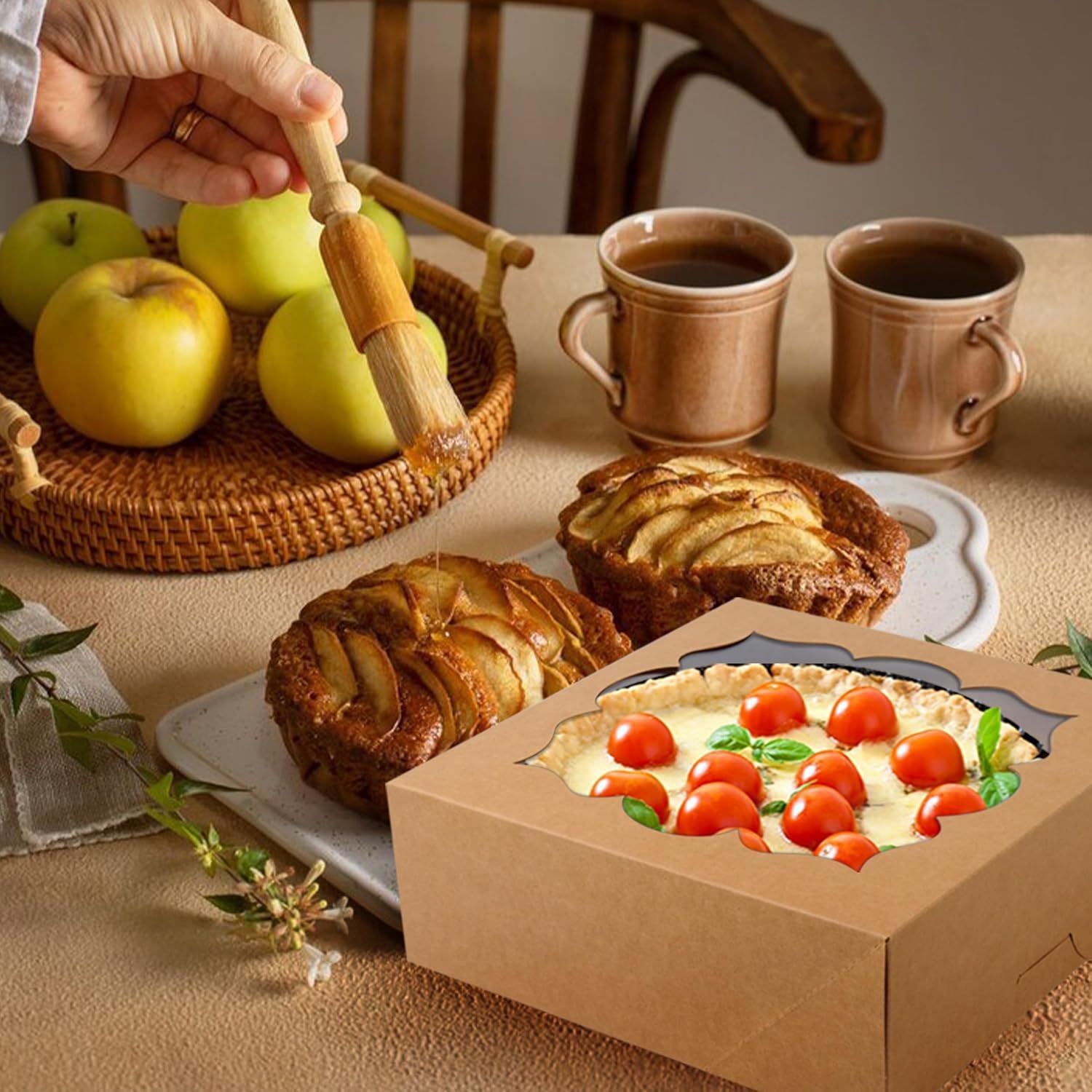 Vente en Gros de Boîtes à Gâteaux 20 Pack 9x9x3 Pouces avec Fenêtre pour Tarte, Cookies, Beignets, Fraises enrobées de Chocolat - Fabricant de Boîtes Personnalisées en Marron