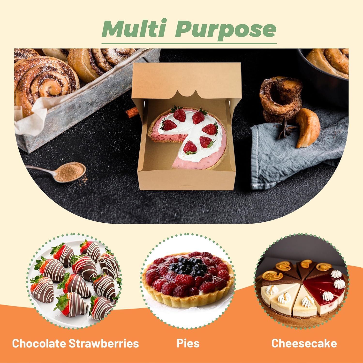 Vente en Gros de Boîtes à Gâteaux 20 Pack 9x9x3 Pouces avec Fenêtre pour Tarte, Cookies, Beignets, Fraises enrobées de Chocolat - Fabricant de Boîtes Personnalisées en Marron