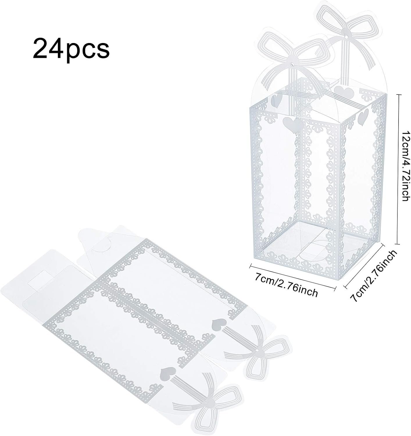 Grossiste Boîte Cadeau en Plastique Transparent 24PCS 4.5x2.5x2.5 avec Nœud pour Emballage de Faveurs de Fête, Fabricant de Boîtes en PVC pour Mariage, Fête des Mères, Vente en Gros de Cadeaux Festival