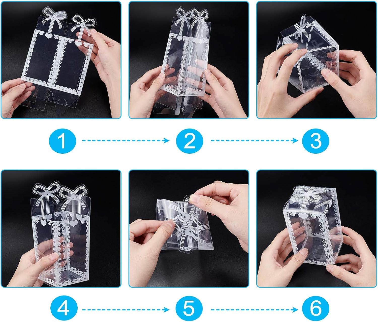 Grossiste Boîte Cadeau en Plastique Transparent 24PCS 4.5x2.5x2.5 avec Nœud pour Emballage de Faveurs de Fête, Fabricant de Boîtes en PVC pour Mariage, Fête des Mères, Vente en Gros de Cadeaux Festival