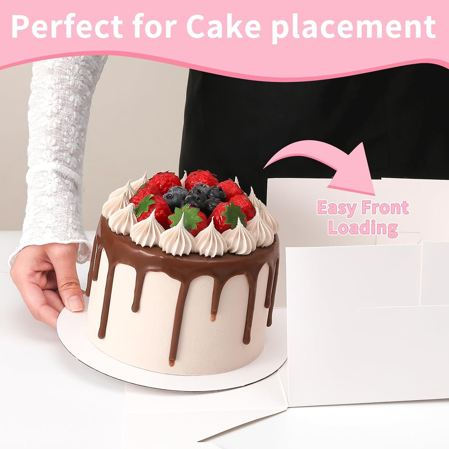 Grossiste en Vrac, Boîtes à Gâteau Petit Format 28 Packs 9x9x5 Pouces, Blanches avec Fenêtre, Contenants à Gâteau de 9 Pouces avec Couvercles pour Pâques et Fête des Mères, Logo Personnalisé.