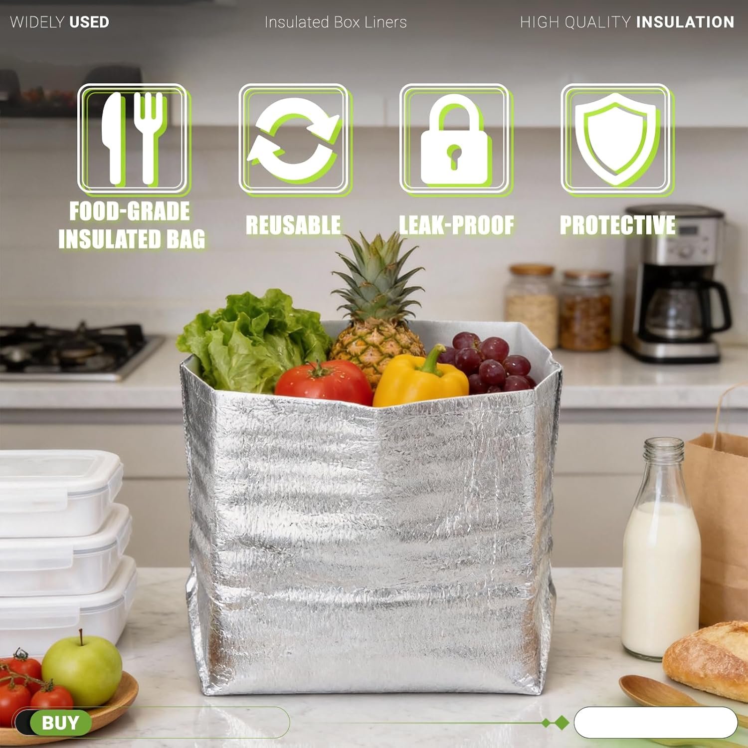 Grossiste Sac Isolé Réutilisable 13" X 8.5" X 12" Fournisseur d'Accessoires Thermiques Pack de 4 pour Insulation de Boîte à Lunch et Sac de Shopping avec Logo Personnalisé