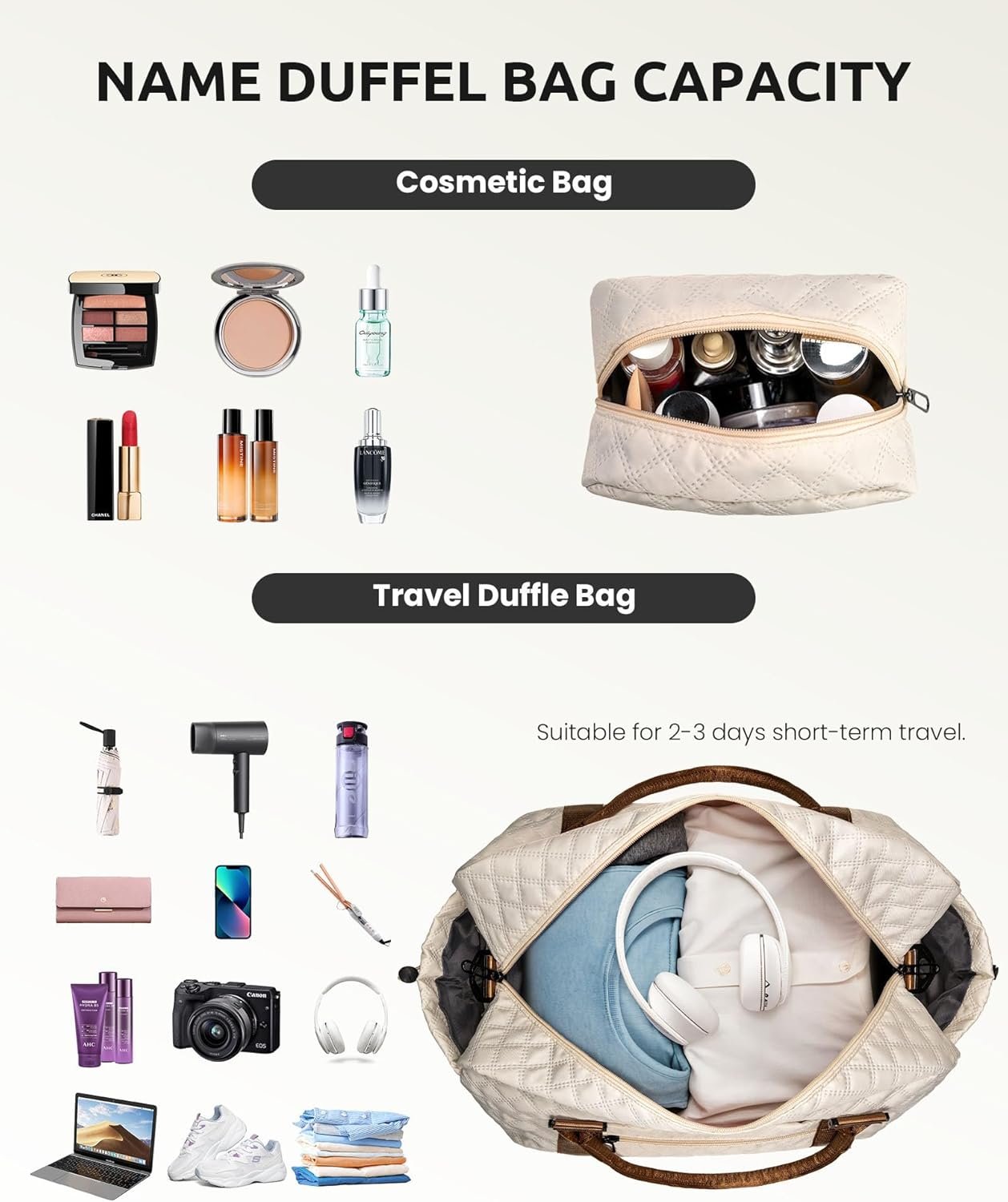 Duffle bag personnalisée avec initiale, idéal pour les cadeaux de filles, fabriquée par un fournisseur professionnel, sac weekender avec compartiment à chaussures et trousse de maquillage, vente en gros pour les adolescentes tendance (Lettre B)