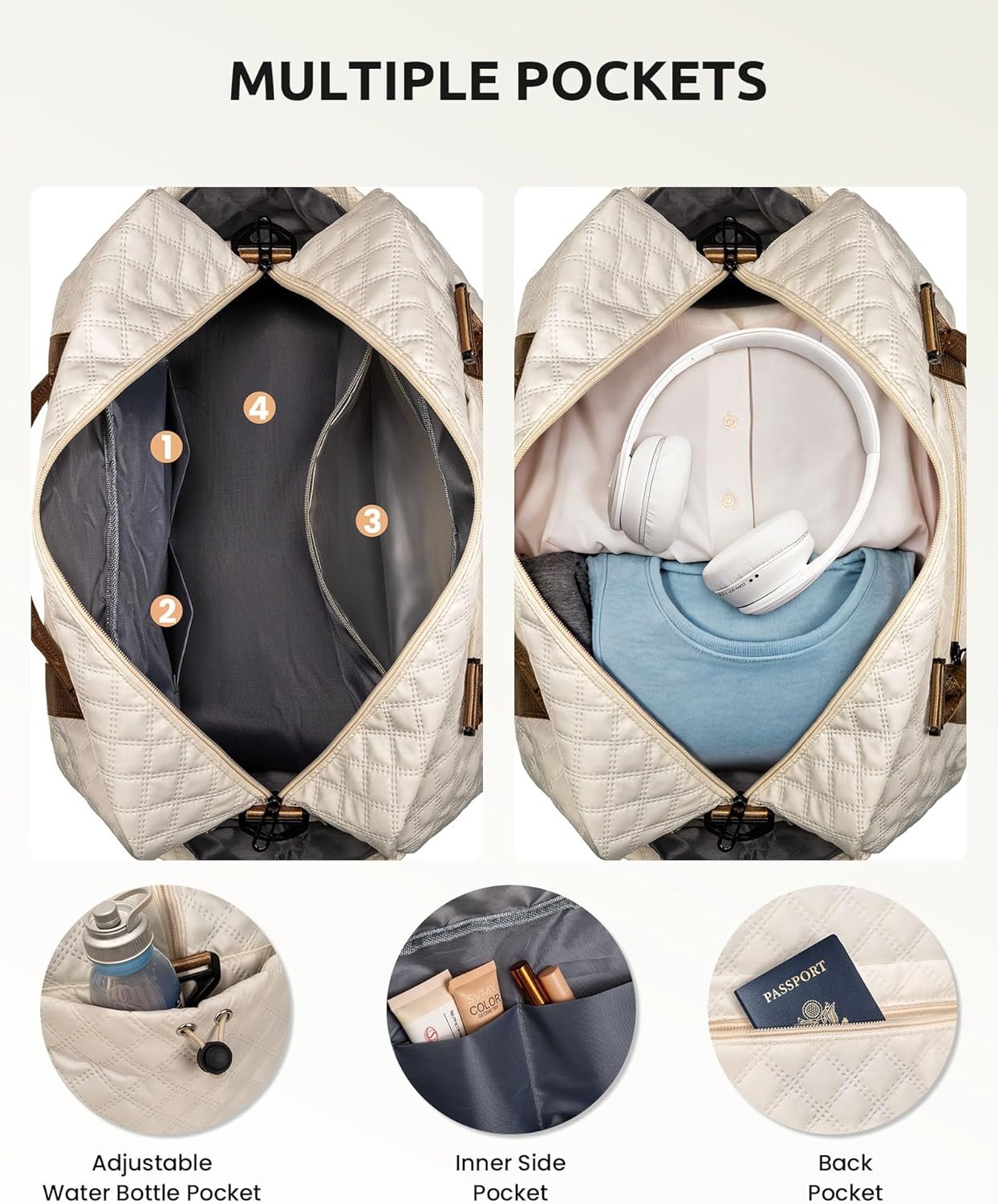 Duffle bag personnalisée avec initiale, idéal pour les cadeaux de filles, fabriquée par un fournisseur professionnel, sac weekender avec compartiment à chaussures et trousse de maquillage, vente en gros pour les adolescentes tendance (Lettre B)