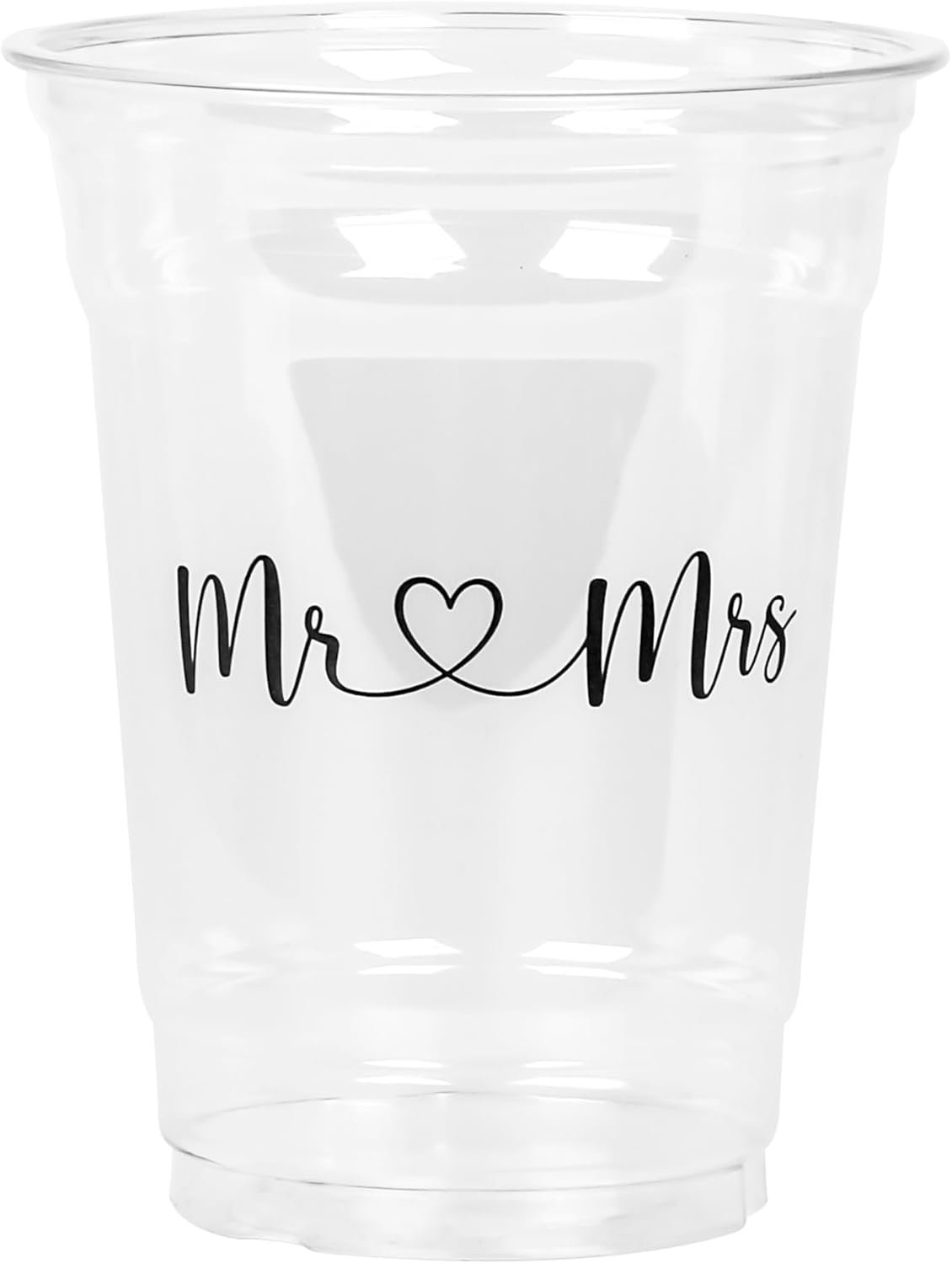 Grossiste gobelets en plastique 12oz transparent Mr et Mrs pour mariage, fête prénuptiale et anniversaire, logo personnalisé, 50 pièces, fabricant, vente en gros.