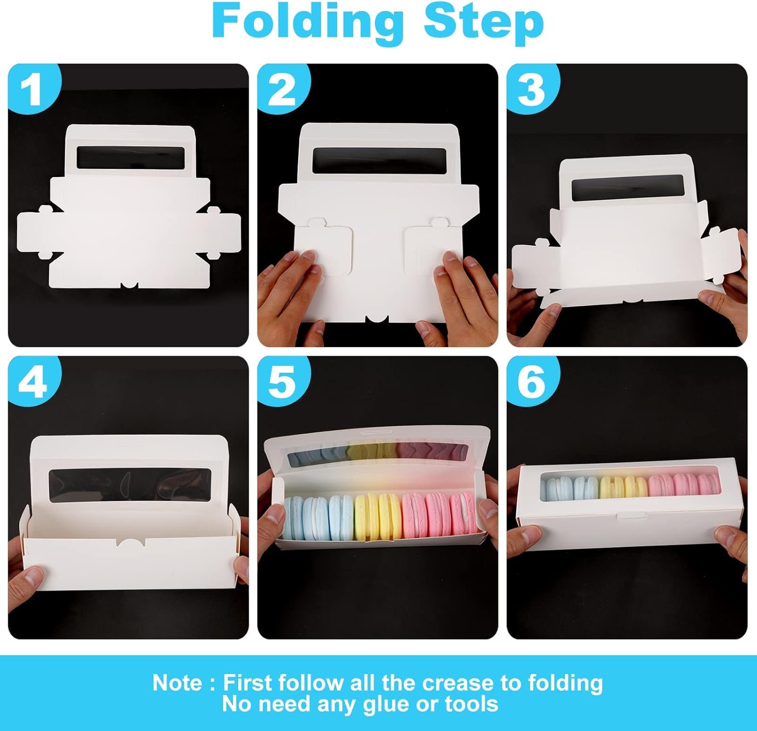 Grossiste en Vrac - Boîtes à macarons avec fenêtre transparente, pack de 28, contenant 6 pâtisseries, idéale pour desserts au chocolat et cadeaux de mariage, Fabricant d'emballages pour boulangeries, OEM.