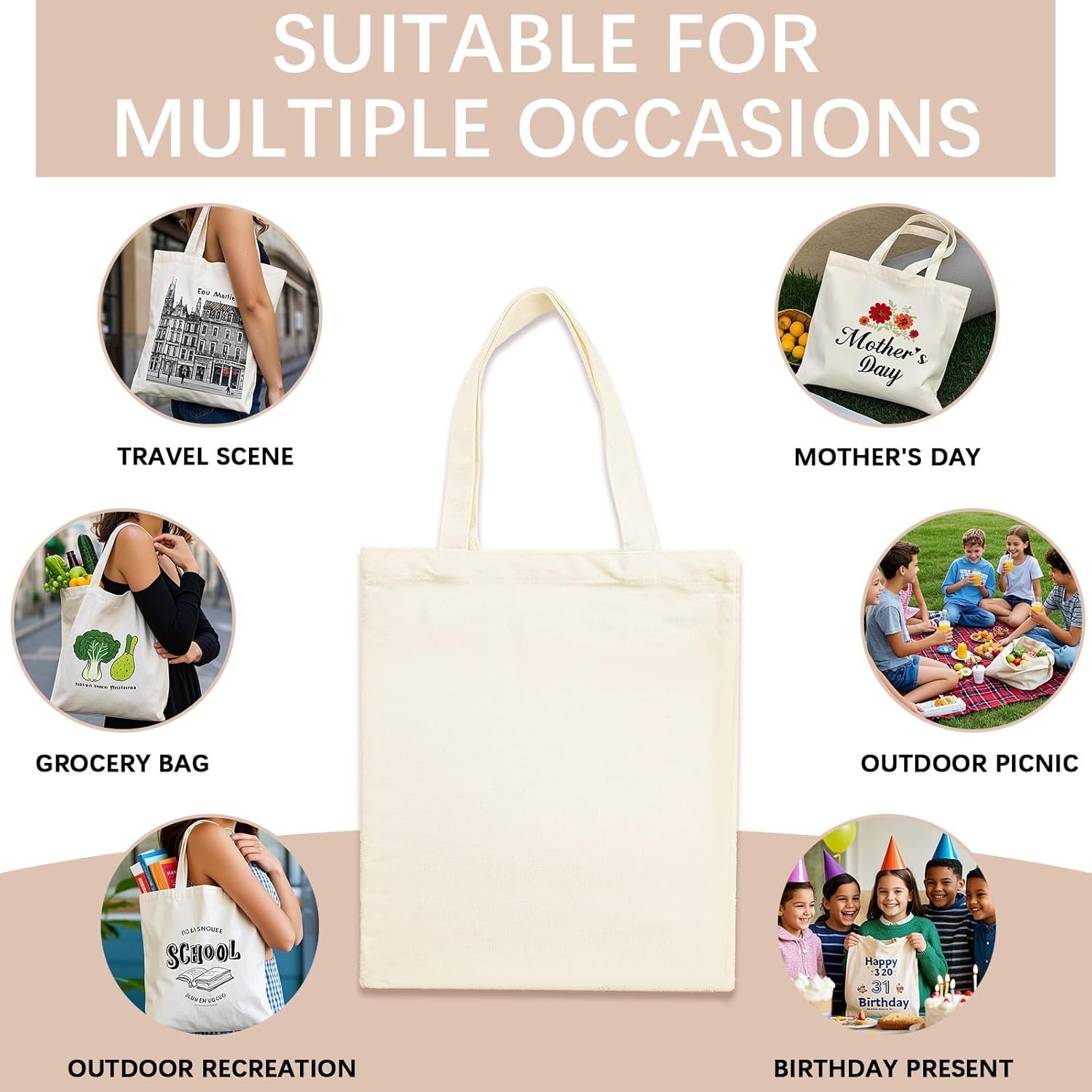 Grossiste en gros de sacs en toile vierges 13 * 15 pouces pour sublimation, logo personnalisé, fabricant de sacs de shopping DIY