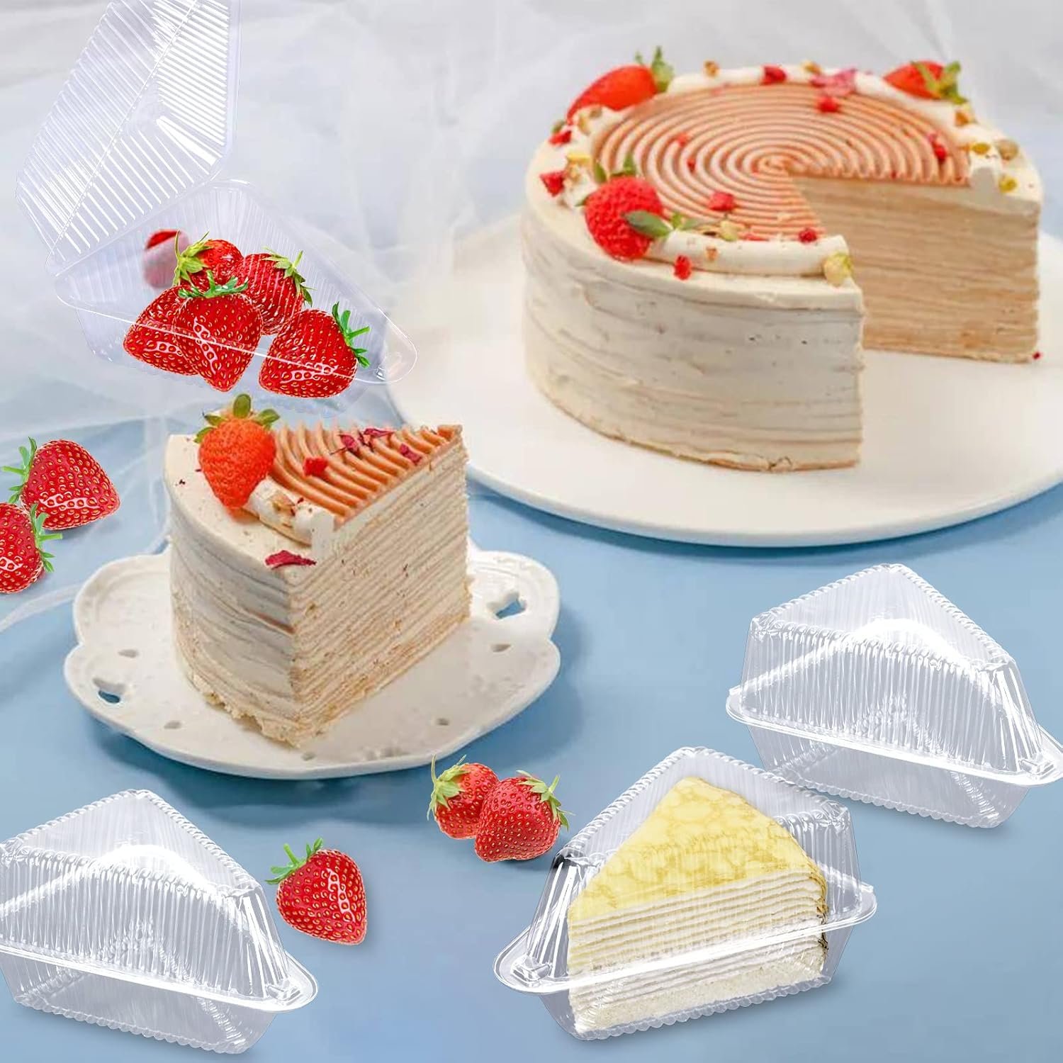 Grossiste Conteneur de Part de Gâteau en Plastique Transparent avec Couvercles, 200 Pcs Boîtes à Gâteaux Triangulaires Jetables pour Cheesecake, Flan, Desserts - Marque Blanche Prête à Emporter, Fabricant de Produits Alimentaires Grossiste Conteneur de Part de Gâteau en Plastique Transparent avec Couvercles, 200 Pcs Boîtes à Gâteaux Triangulaires Jetables pour Cheesecake, Flan, Desserts - Marque Blanche Prête à Emporter, Fabricant de Produits Alimentaires