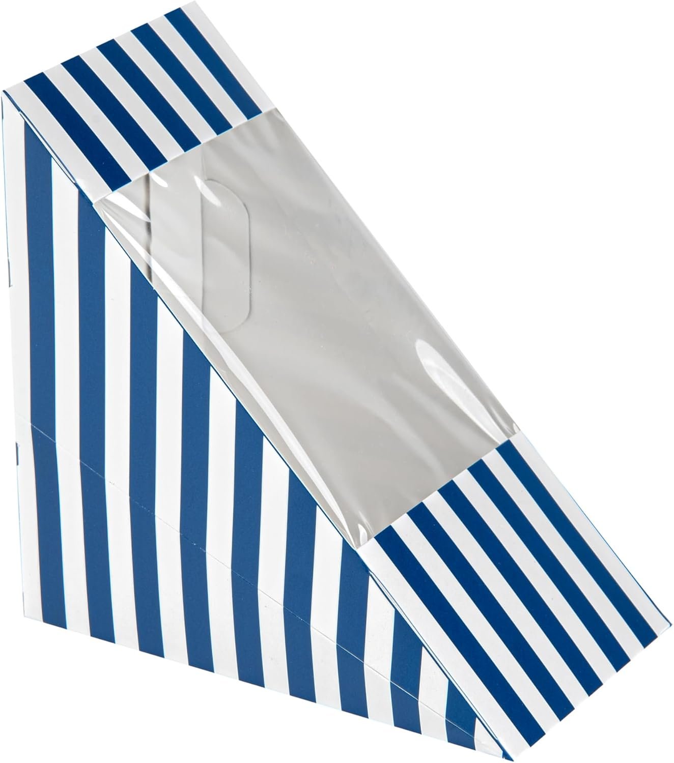 Boîte à sandwich en papier medium à rayures bleues et blanches - 4 3/4