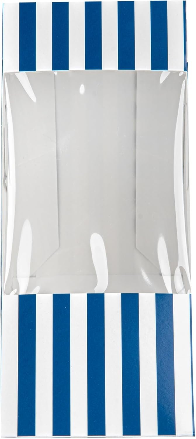 Boîte à sandwich en papier medium à rayures bleues et blanches - 4 3/4