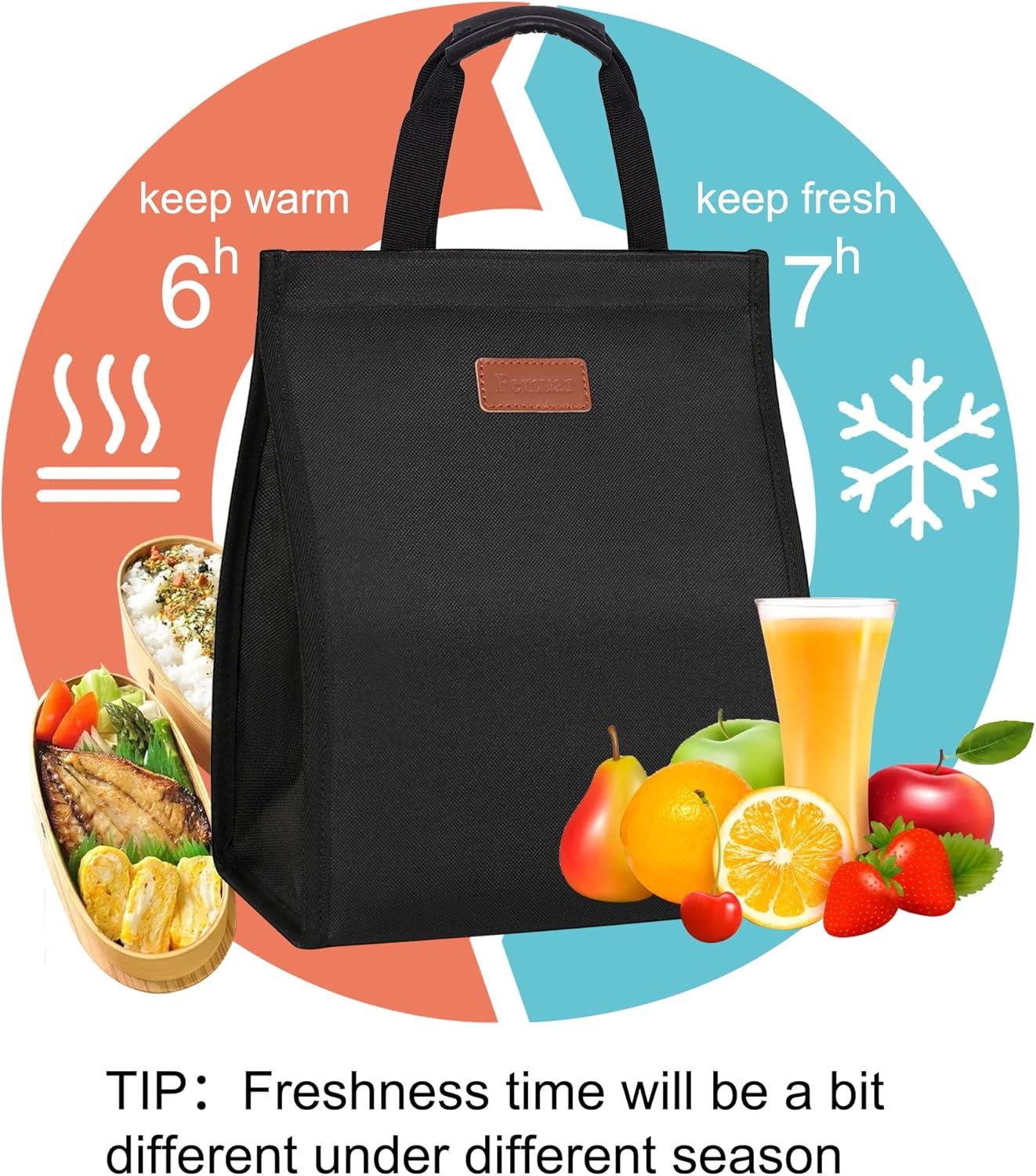 Sac de déjeuner isotherme pour femmes, sac fourre-tout réutilisable avec poche interne, grossiste, sac à lunch pour adultes pour le travail (Noir), fournisseur, vente en gros.