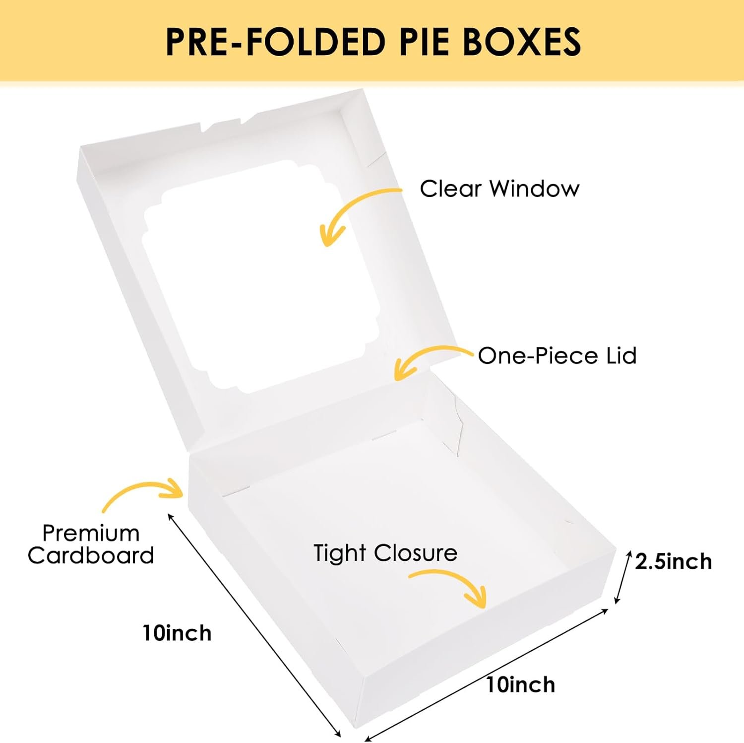 Grossiste Boîtes à tarte blanches 10x10x2.5 pouces avec fenêtre pour gâteaux, muffins, et donuts, Logo Personnalisé en vente en gros, Fabricant de contenants pour friandises. Grossiste Boîtes à tarte blanches 10x10x2.5 pouces avec fenêtre pour gâteaux, muffins, et donuts, Logo Personnalisé en vente en gros, Fabricant de contenants pour friandises.