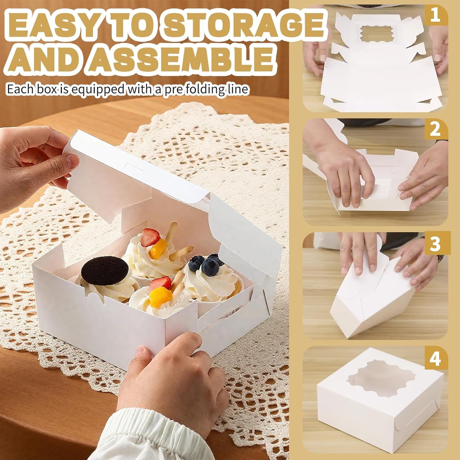 Boîtes à cookies blanches en gros, 30 pièces avec fenêtre 6x6x3 pouces, stickers personnalisés inclus, pour petites friandises, bonbons, desserts, et mini gâteaux, fournisseur de solutions OEM. Boîtes à cookies blanches en gros, 30 pièces avec fenêtre 6x6x3 pouces, stickers personnalisés inclus, pour petites friandises, bonbons, desserts, et mini gâteaux, fournisseur de solutions OEM.