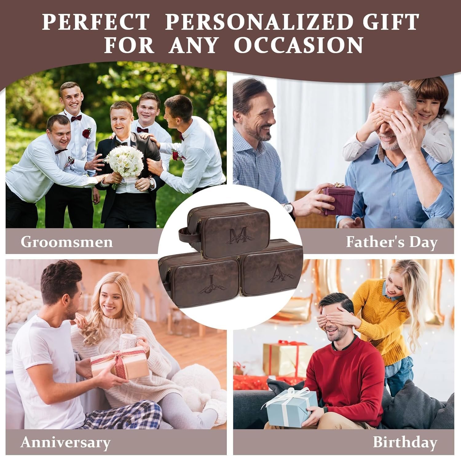 Toiletry Bag Waterproof Grand pour Hommes, Logo Personnalisé, Cadeaux Personnalisés en Cuir Gravés, Fabricant de Sacs de Voyage, Essentiels de Voyage pour Hommes, Grossiste en Accessoires de Voyage (Marron Foncé A) Toiletry Bag Waterproof Grand pour Hommes, Logo Personnalisé, Cadeaux Personnalisés en Cuir Gravés, Fabricant de Sacs de Voyage, Essentiels de Voyage pour Hommes, Grossiste en Accessoires de Voyage (Marron Foncé A)
