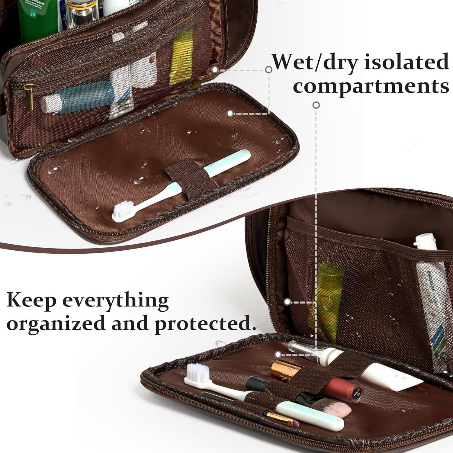 Toiletry Bag Waterproof Grand pour Hommes, Logo Personnalisé, Cadeaux Personnalisés en Cuir Gravés, Fabricant de Sacs de Voyage, Essentiels de Voyage pour Hommes, Grossiste en Accessoires de Voyage (Marron Foncé A) Toiletry Bag Waterproof Grand pour Hommes, Logo Personnalisé, Cadeaux Personnalisés en Cuir Gravés, Fabricant de Sacs de Voyage, Essentiels de Voyage pour Hommes, Grossiste en Accessoires de Voyage (Marron Foncé A)