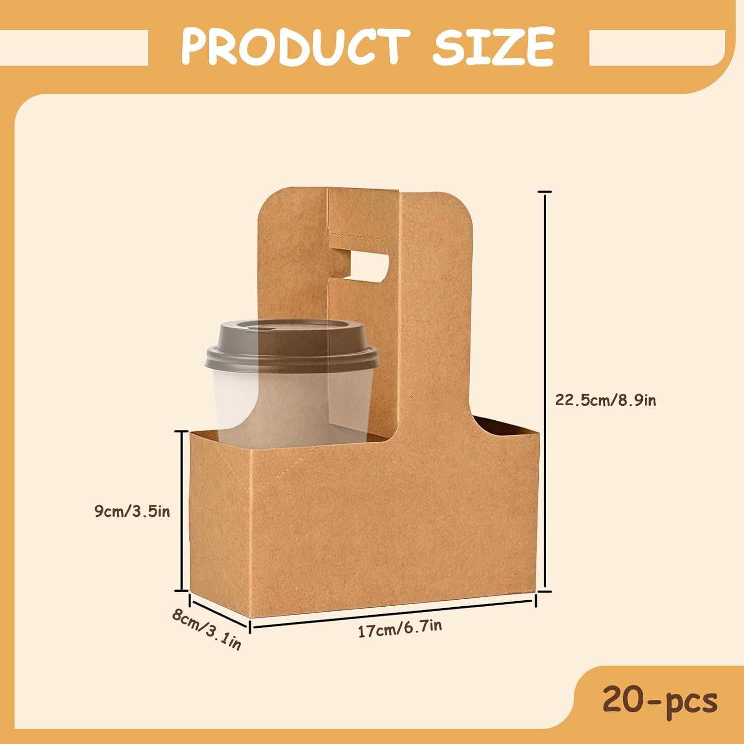 Grossiste 20 Pièces Porte-Gobelet Jetable avec Poignée, Usine de Porte-Gobelets en Carton Kraft pour 2 Tasses, Logo Personnalisé, Support Pliable pour Boissons Chaudes ou Froides
