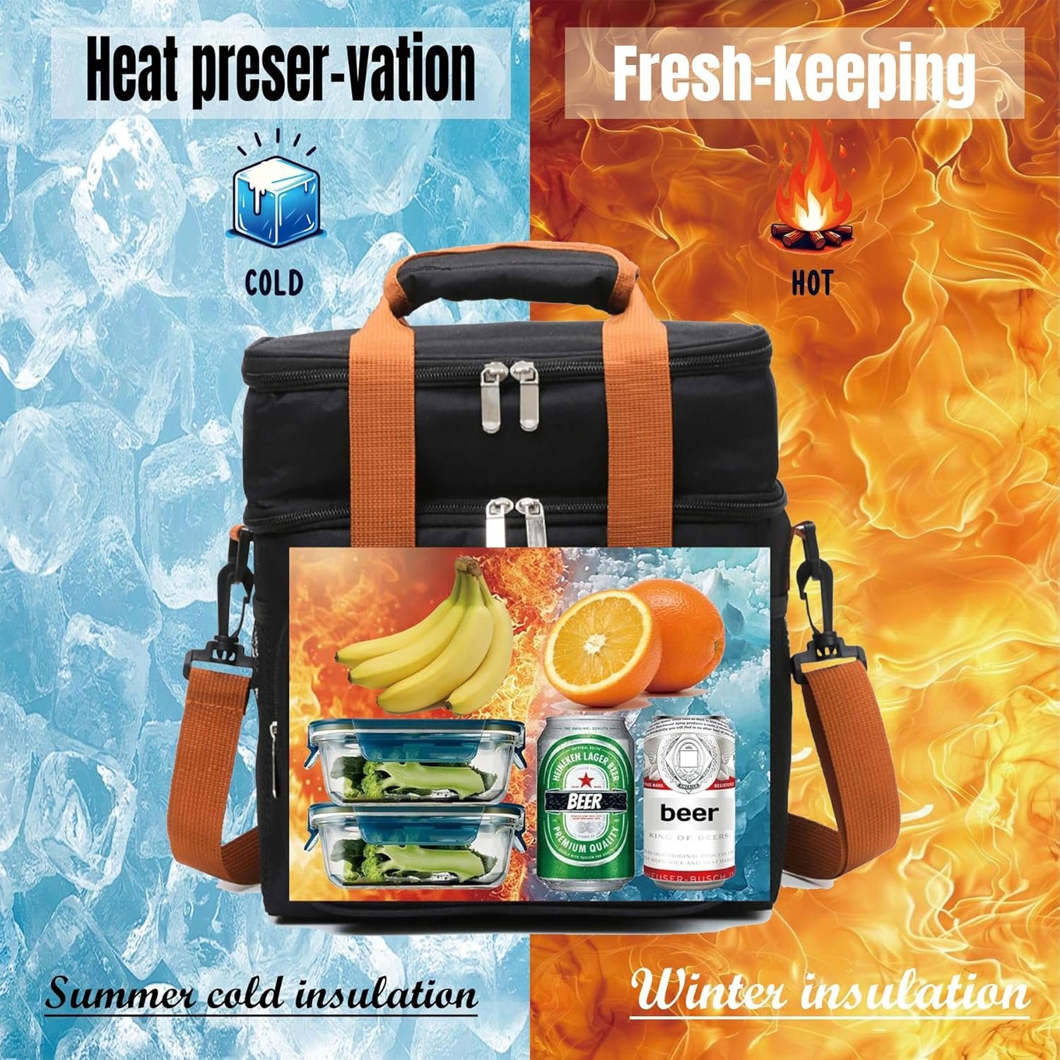 Grossiste boîte isotherme personnalisée noire avec logo personnalisé, fabricant de sacs fourre-tout, vente en gros d'accessoires promotionnels.