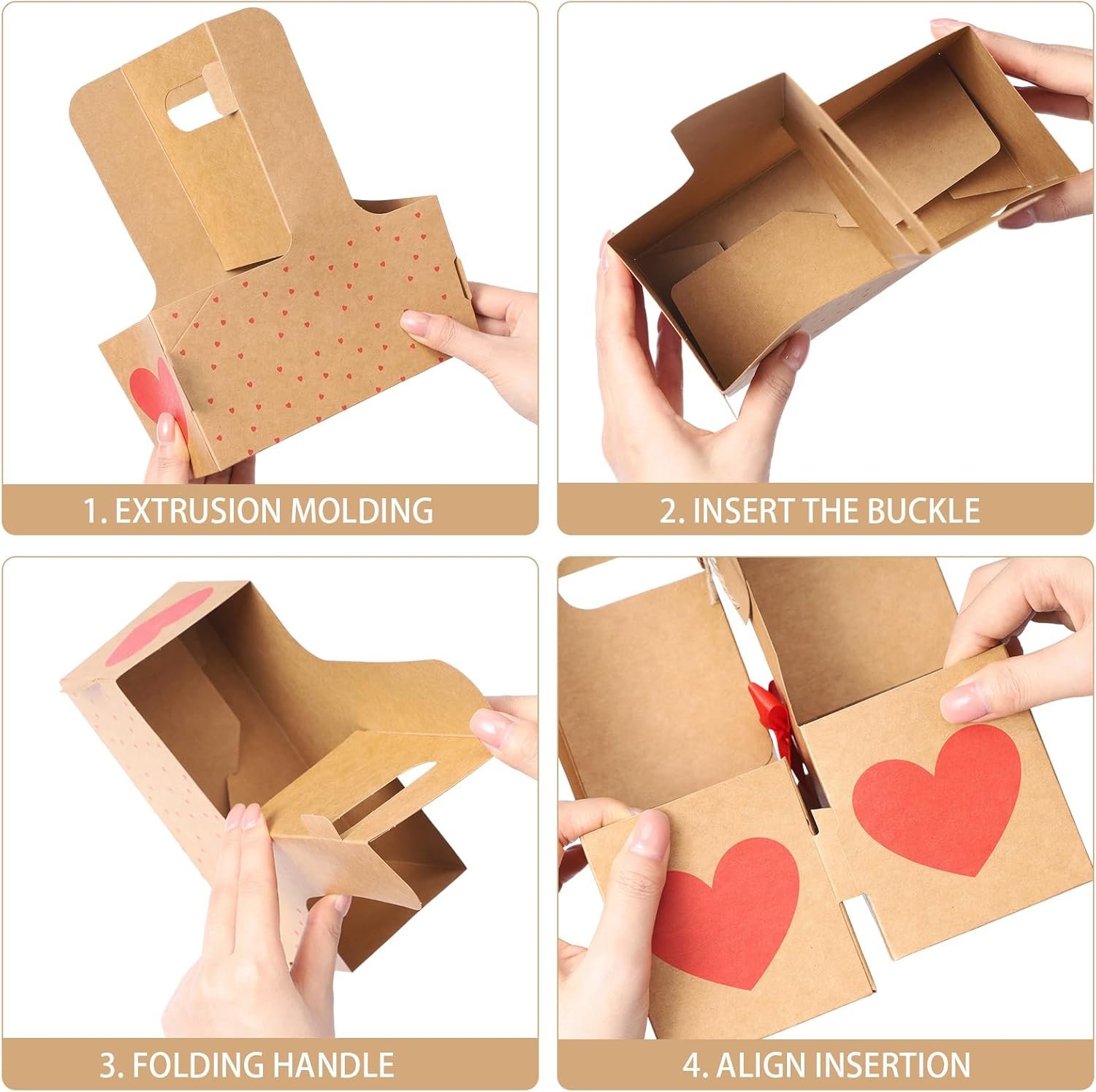 Grossiste support à boissons jetable en forme de cœur avec poignée pour fête des mères, 24 pièces, parfait pour livraison de café et nourriture, logo personnalisé, fabriqué par un fournisseur professionnel.