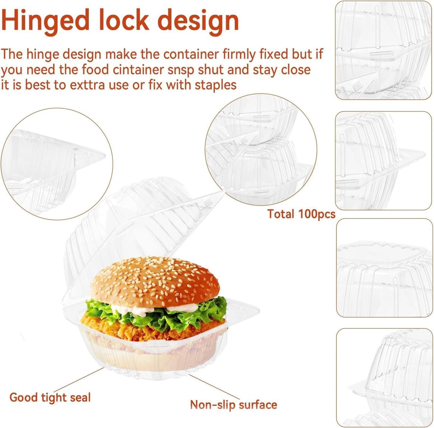 Grossiste 150 Pack de Contenants en Plastique Jetables avec Couvercles Clairs, Boîtes Alimentaires Carrées à Charnière 6 x 6 Pouces pour Salades, Desserts, Fournitures de Boulangerie OEM