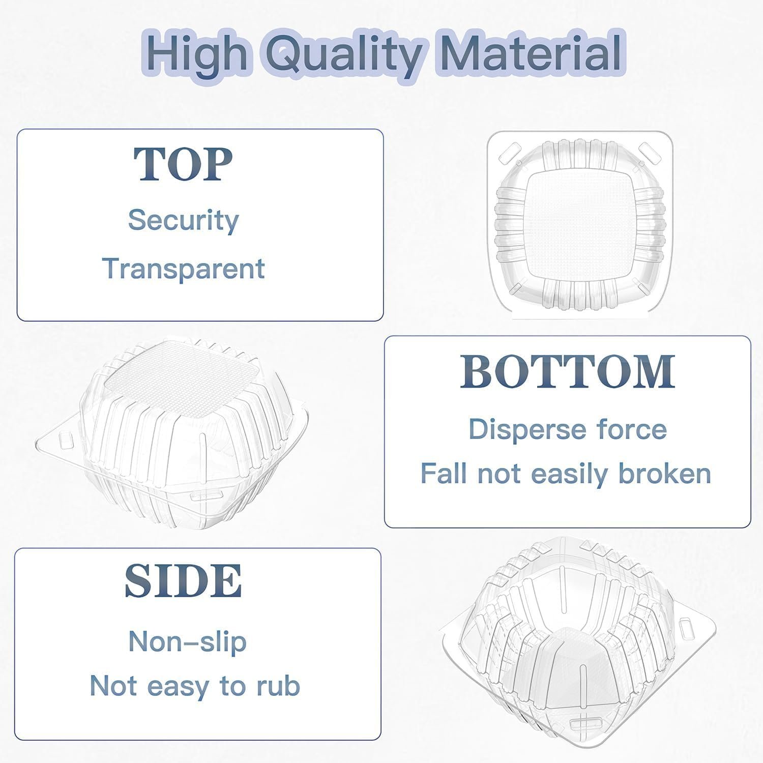 Grossiste 150 Pack de Contenants en Plastique Jetables avec Couvercles Clairs, Boîtes Alimentaires Carrées à Charnière 6 x 6 Pouces pour Salades, Desserts, Fournitures de Boulangerie OEM