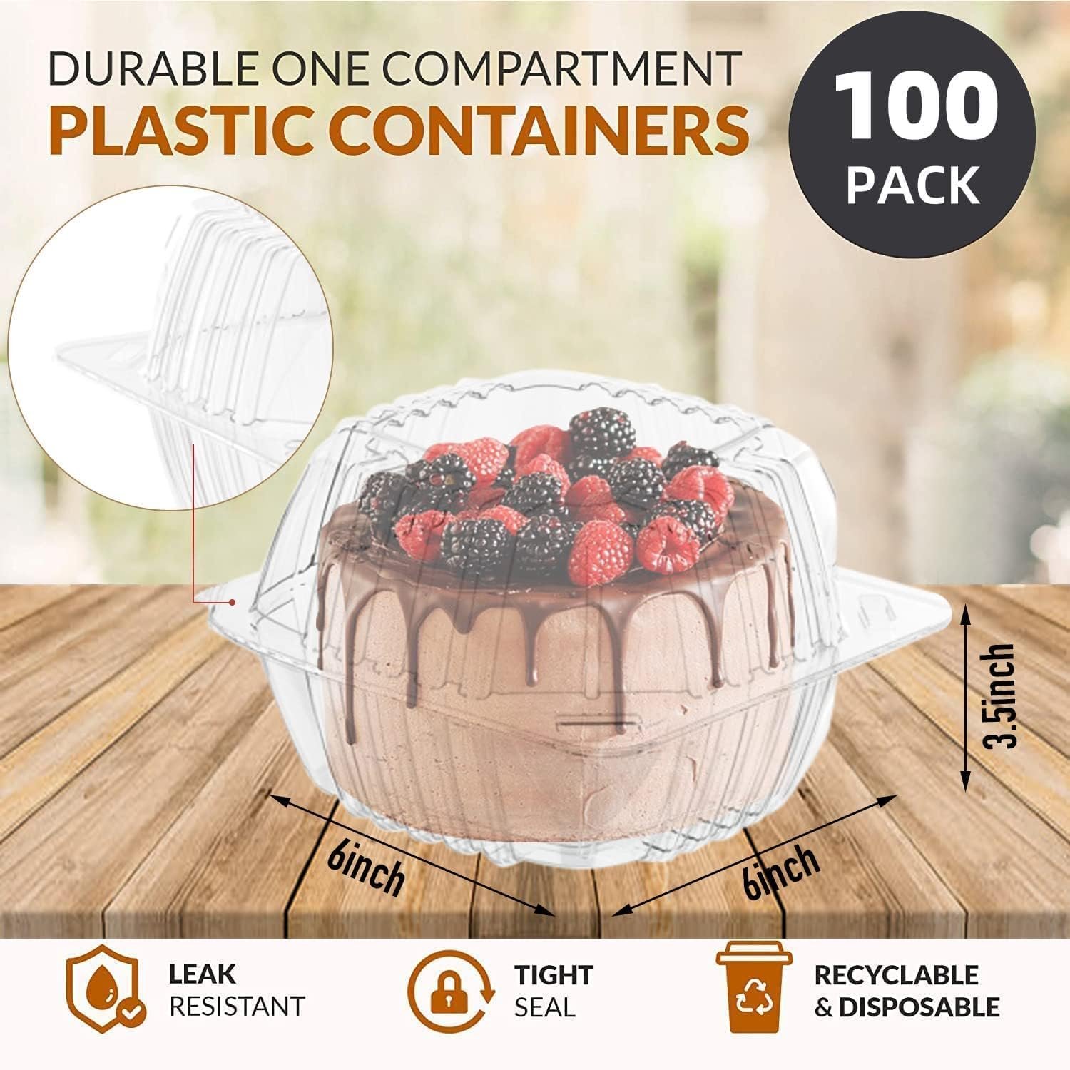 Grossiste 150 Pack de Contenants en Plastique Jetables avec Couvercles Clairs, Boîtes Alimentaires Carrées à Charnière 6 x 6 Pouces pour Salades, Desserts, Fournitures de Boulangerie OEM