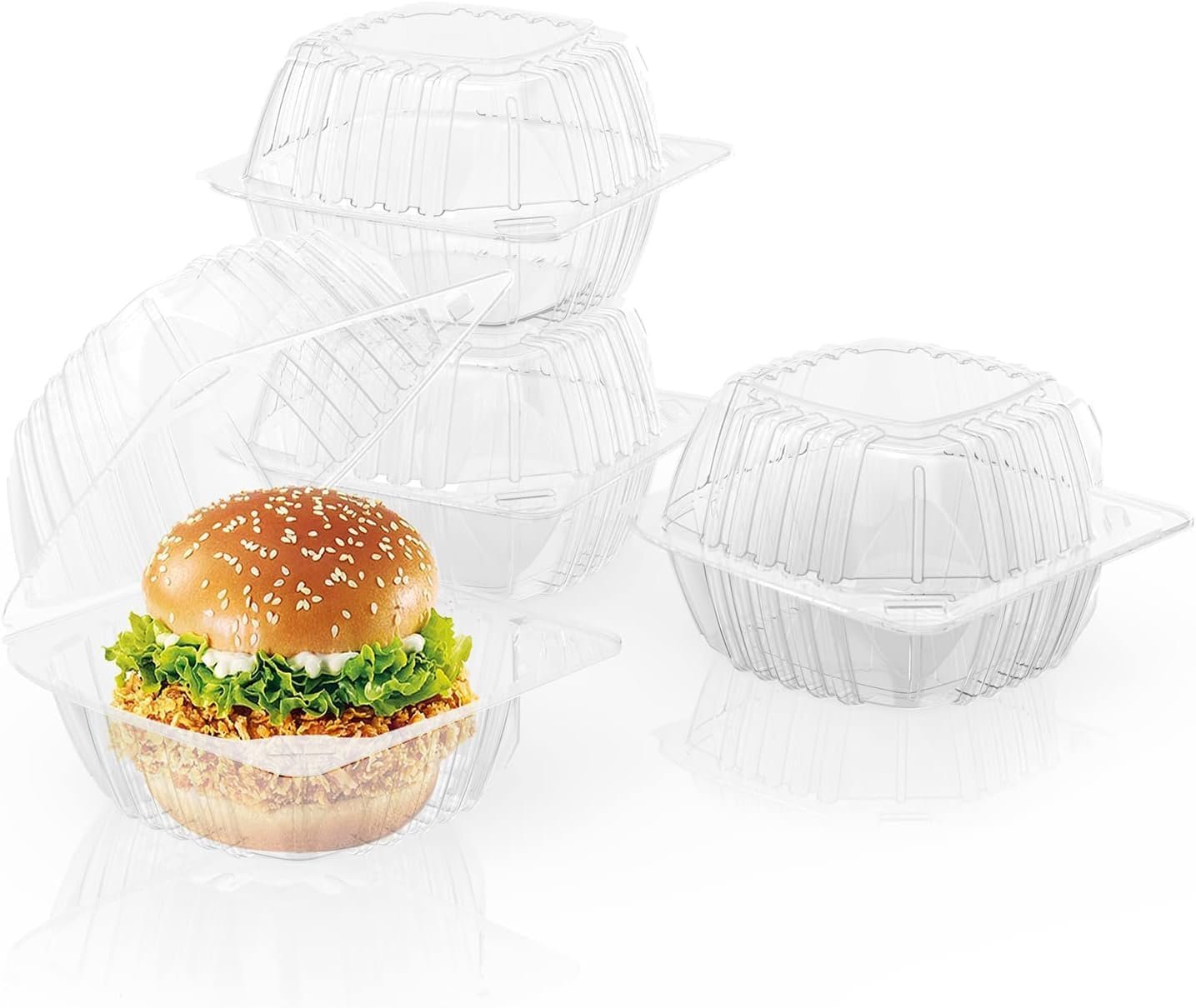 Grossiste 150 Pack de Contenants en Plastique Jetables avec Couvercles Clairs, Boîtes Alimentaires Carrées à Charnière 6 x 6 Pouces pour Salades, Desserts, Fournitures de Boulangerie OEM