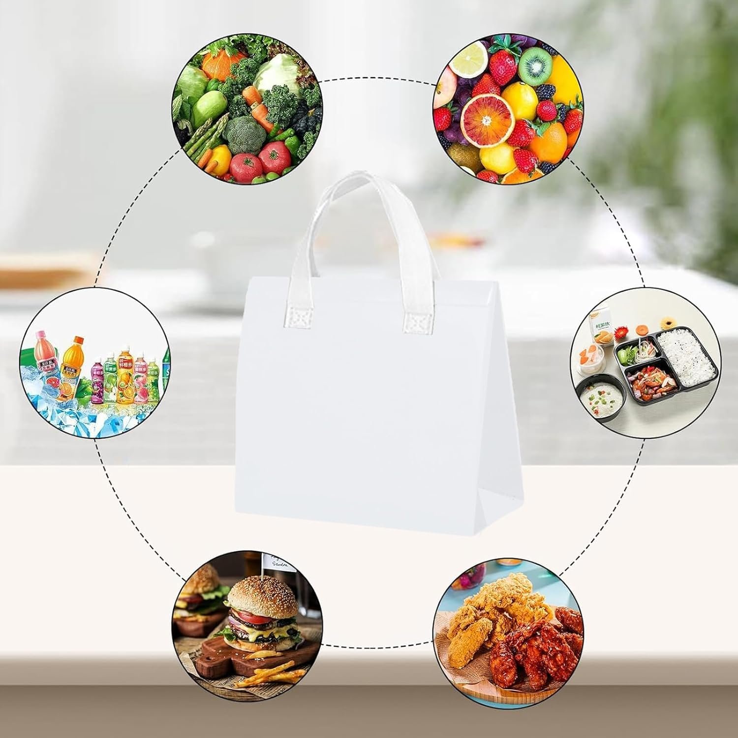 Grossiste en Pochettes Isolantes à Emporter en Vrac - 25 Pcs 6 x 9,5 x 10 Pouces Sacs Thermiques - Sac Isotherme Jetable pour Aliments Chauds et Froids, Livraison de Repas (Blanc) - Logo Personnalisé Grossiste en Pochettes Isolantes à Emporter en Vrac - 25 Pcs 6 x 9,5 x 10 Pouces Sacs Thermiques - Sac Isotherme Jetable pour Aliments Chauds et Froids, Livraison de Repas (Blanc) - Logo Personnalisé