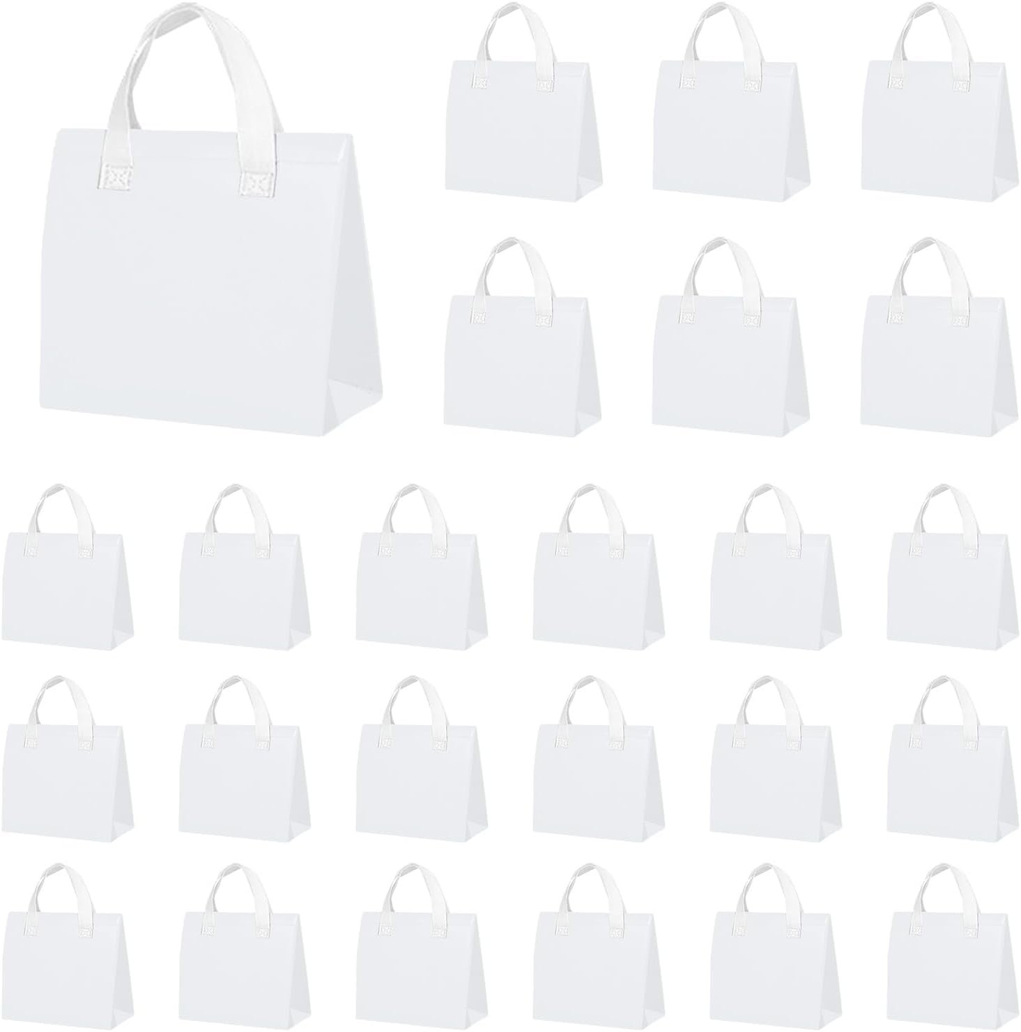 Grossiste en Pochettes Isolantes à Emporter en Vrac - 25 Pcs 6 x 9,5 x 10 Pouces Sacs Thermiques - Sac Isotherme Jetable pour Aliments Chauds et Froids, Livraison de Repas (Blanc) - Logo Personnalisé