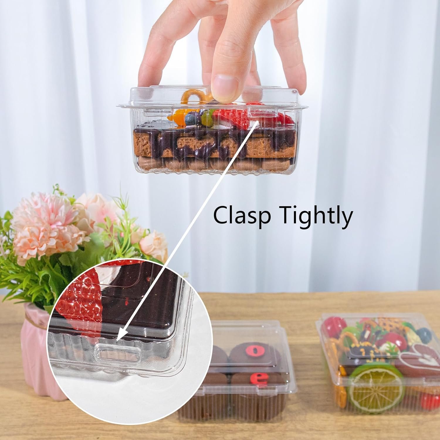 Grossiste 50PCS Conteneurs Clamshell 4x4x2 pouces pour Charcuterie, Fournisseur de Boîtes Claires, Logo Personnalisé pour Gâteaux et Biscuits. Grossiste 50PCS Conteneurs Clamshell 4x4x2 pouces pour Charcuterie, Fournisseur de Boîtes Claires, Logo Personnalisé pour Gâteaux et Biscuits.