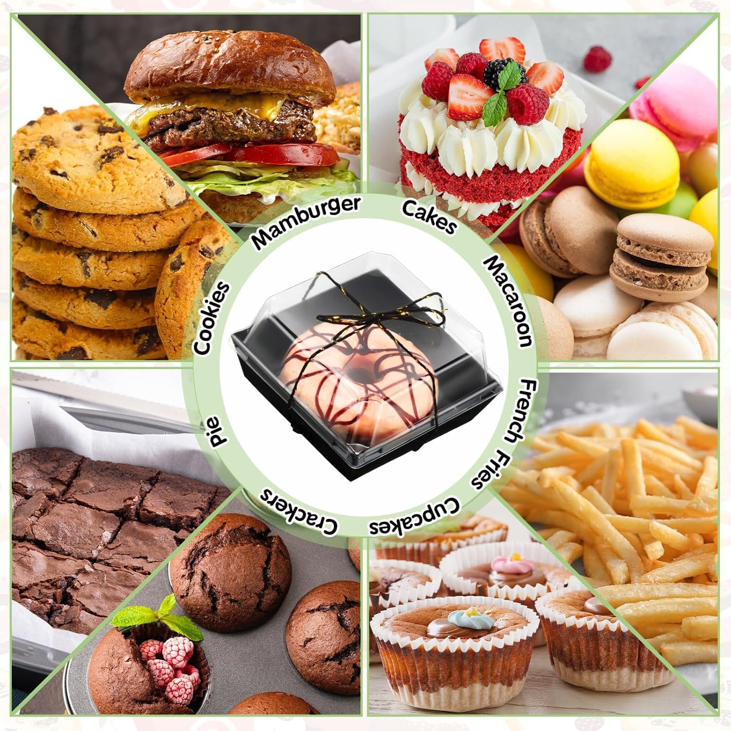 Grossiste de boîtes à charcuterie en papier jetables 4,5 pouces avec couvercles transparents, conteneurs carrés pour desserts, emballages pour gâteau, sandwich et cookies avec corde, OEM et fournisseur.