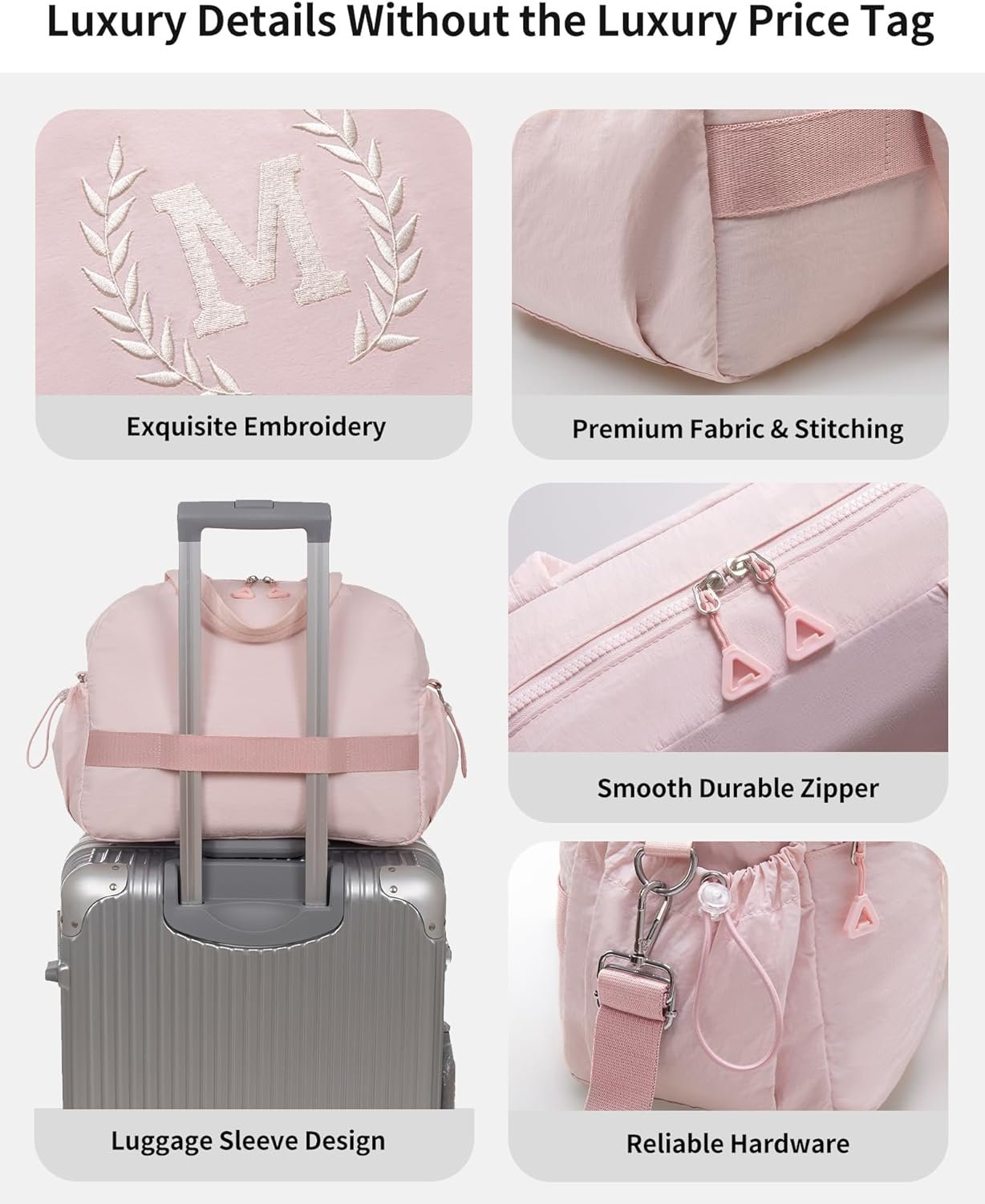 Grossiste Duffle Bag personnalisé pour femmes, enfants et amis, sac de week-end monogrammé pour nuitée, cadeau d'anniversaire pour adolescente, mère, fille, grand-mère, logo personnalisé (Rose, M) fabrication de fournisseur en gros.