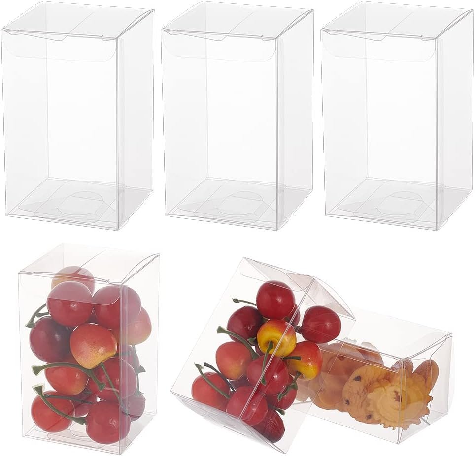 Grossiste Boîte en Plastique Transparent Couvert Film 30PCS 2.3x2.3x4 pour Décor de Mariage, Faveurs de Chocolats et Biscuits, Emballage Cadeaux Fête des Mères, Fabricant de Produits avec Logo Personnalisé.