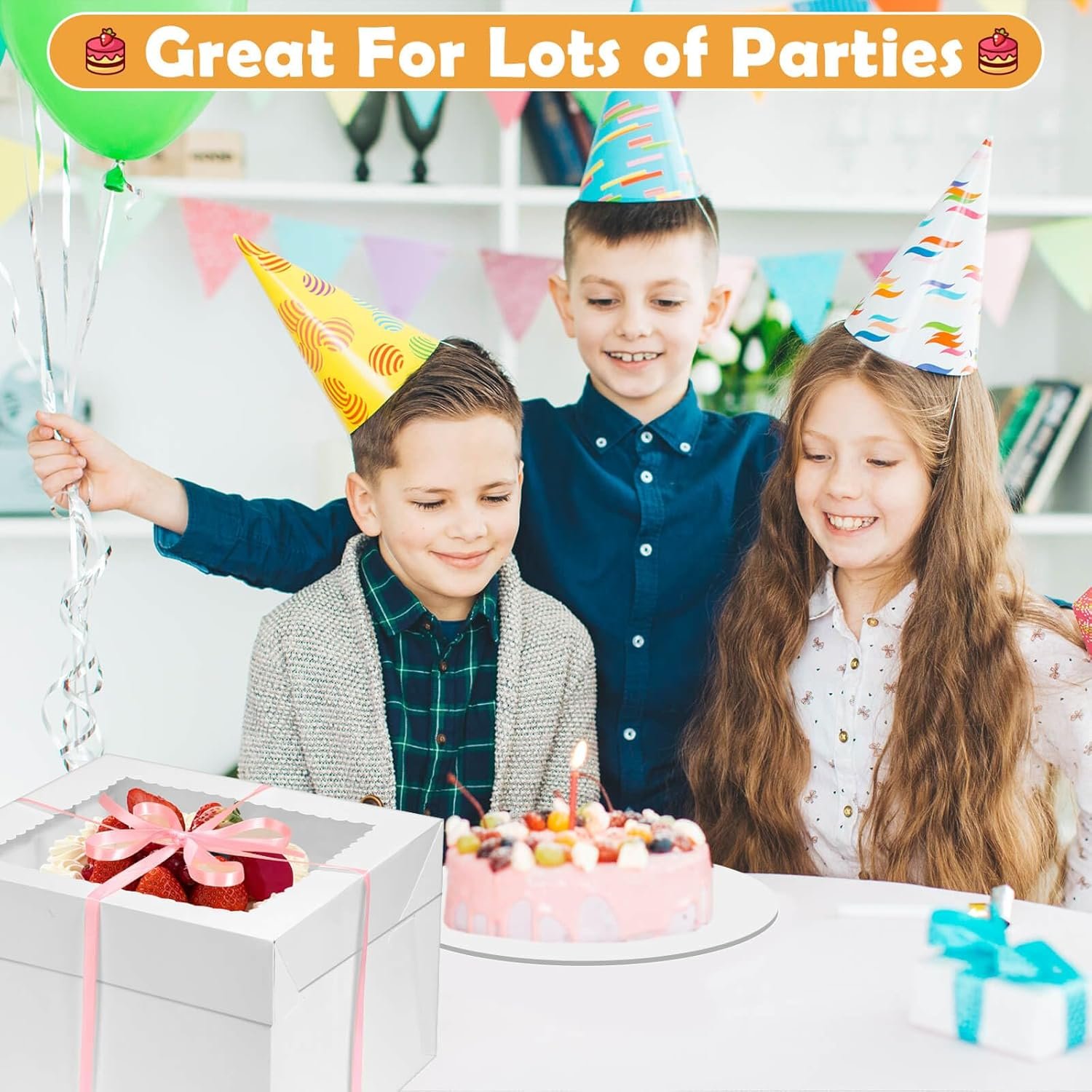 Boîtes à gâteau en vrac 24 pièces 12 pouces avec boîte à gâteau haute 12x12x8 pouces, 10 pièces de plateau à gâteau, autocollant et ruban, logo personnalisé pour gâteaux multi-niveaux, fournisseur de boîtes à gâteau en carton carré.