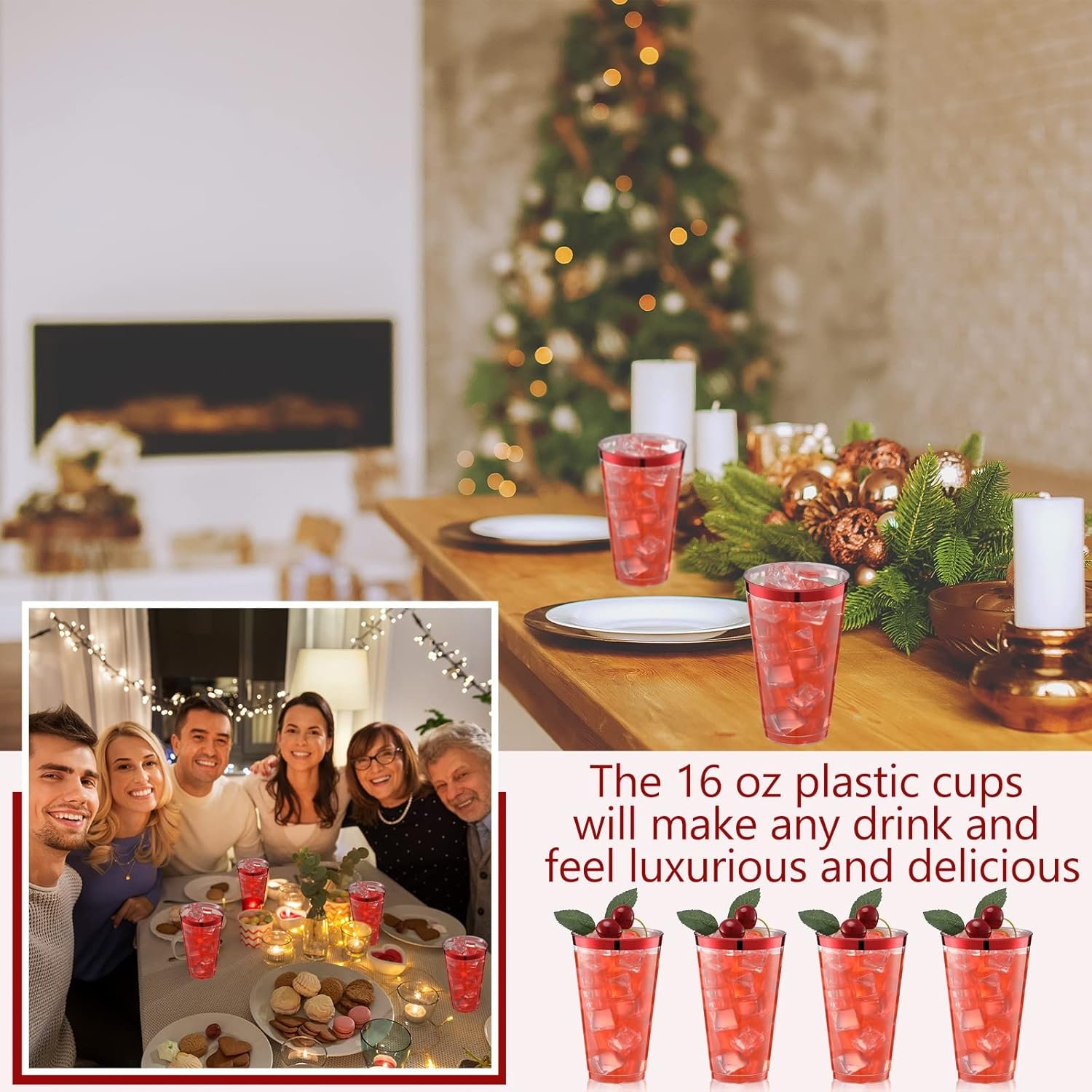 Grossiste 100 Pcs de Gobelets Plastiques Transparent 16oz à Bord avec Logo Personnalisé pour soirées, mariages, Pâques, graduations, Noël et autres événements, Fabricant de Vaisselle Jetable.