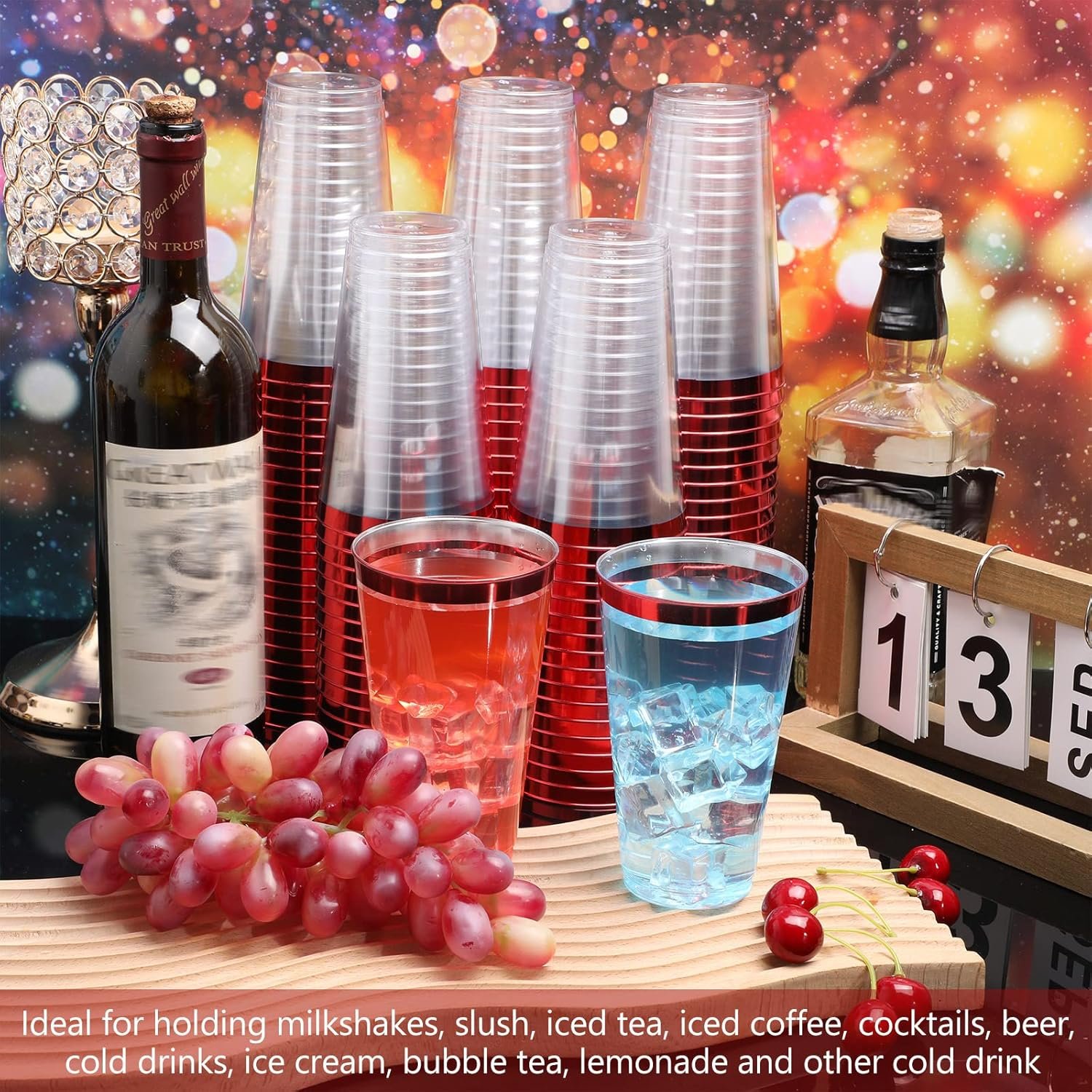 Grossiste 100 Pcs de Gobelets Plastiques Transparent 16oz à Bord avec Logo Personnalisé pour soirées, mariages, Pâques, graduations, Noël et autres événements, Fabricant de Vaisselle Jetable.