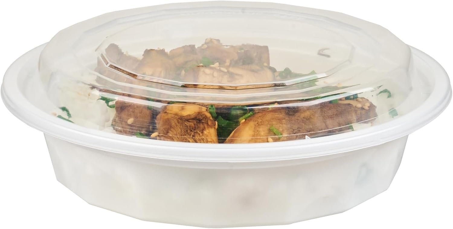 Grossiste Asporto 24 Onces Boîtes À Emporter Rondes, Contenants Alimentaires Microwavables 50 Unités, Logos Personnalisés Inclus, sans BPA, Fabrice de Vaisselle Jetable en Plastique Blanc